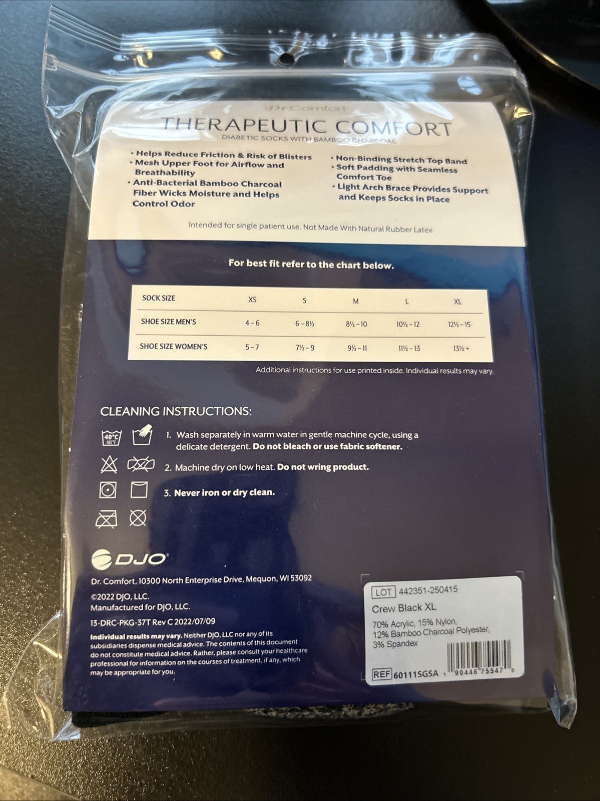 Dr Comfort Diabetic Crew Length Socks Supports Shape to Fit Seamless Unisex NEW
