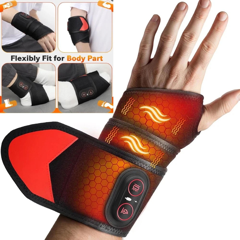 Electric Infrared Heated Wrist Wrap Brace Hand Massage Vibration for Pain Relief