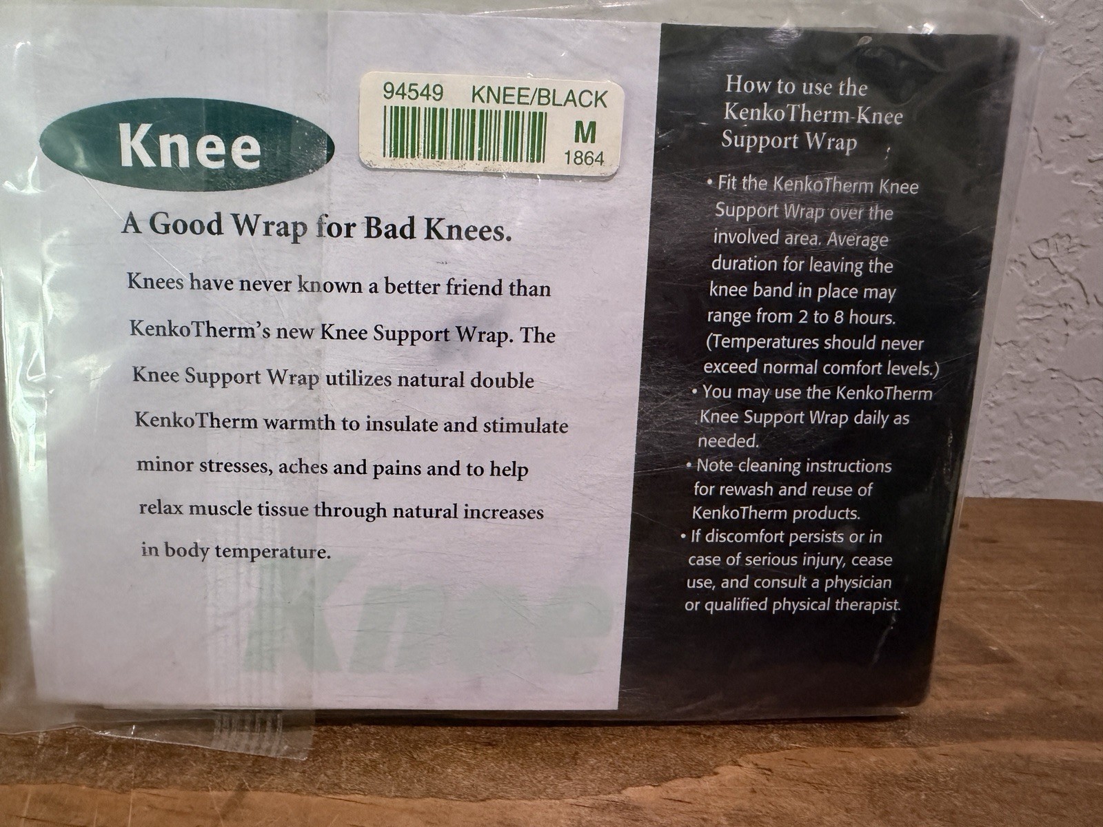 Kenkotherm – Knee Wrap MEDIUM – Black Stretch Support NEW SEALED