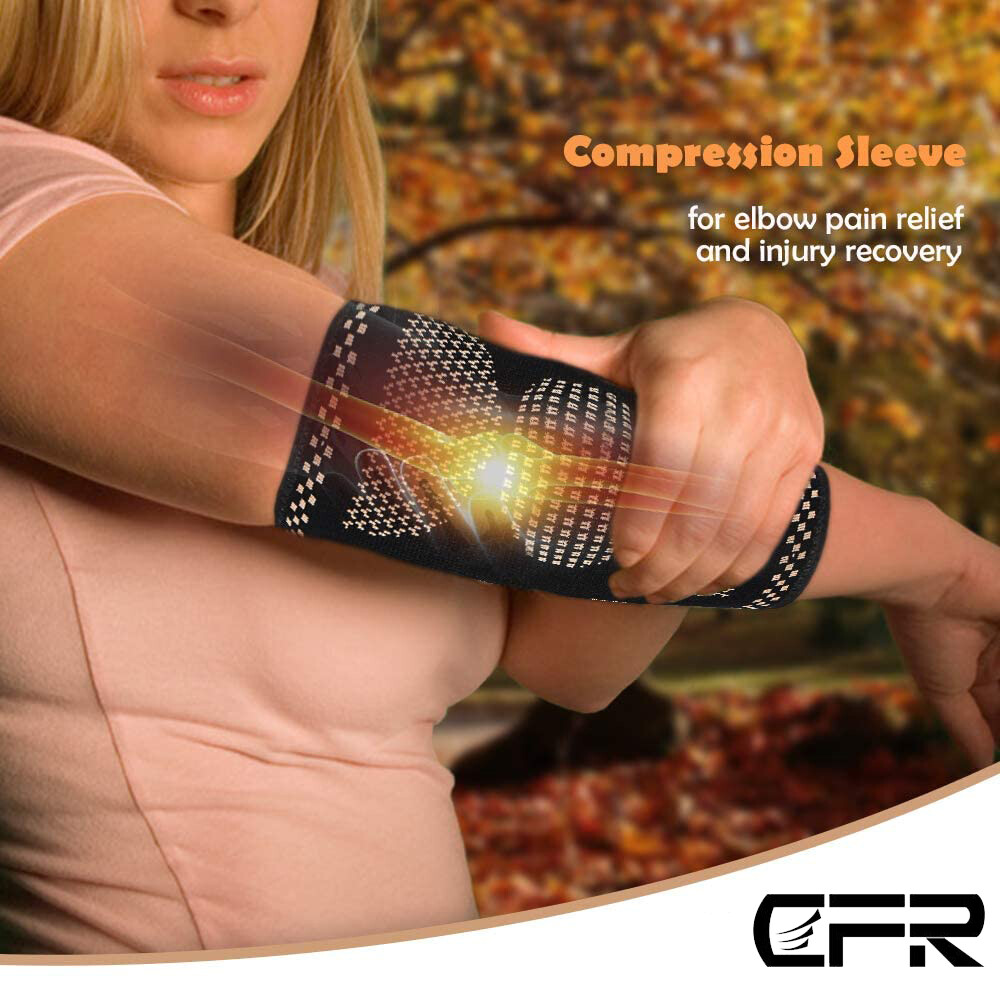Copper Elbow Brace Support Arm Compression Sleeve Elastic Tennis for Tendonitis