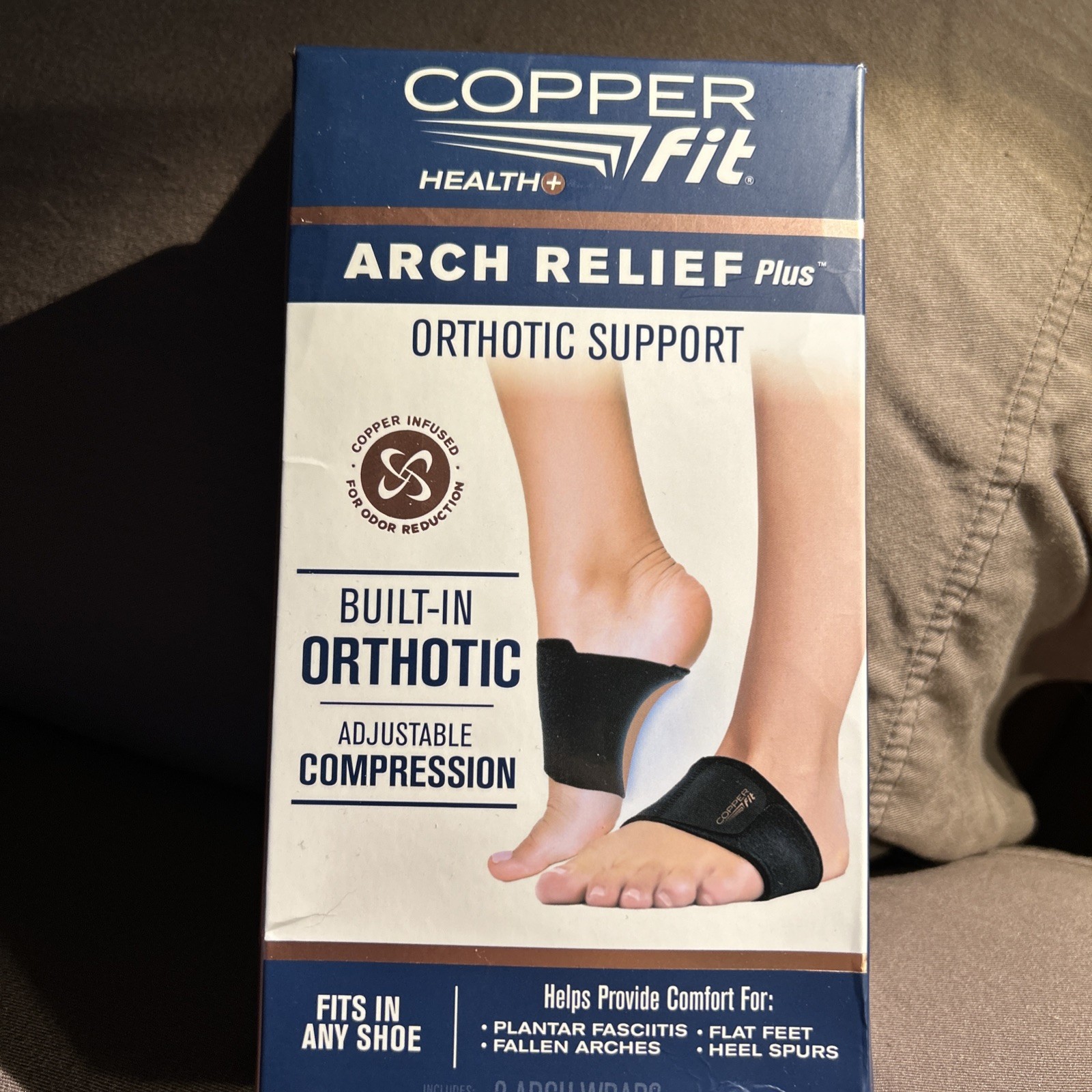 Copper Fit Health Unisex Arch Relief Plus with Built-In Orthotic Support – Black
