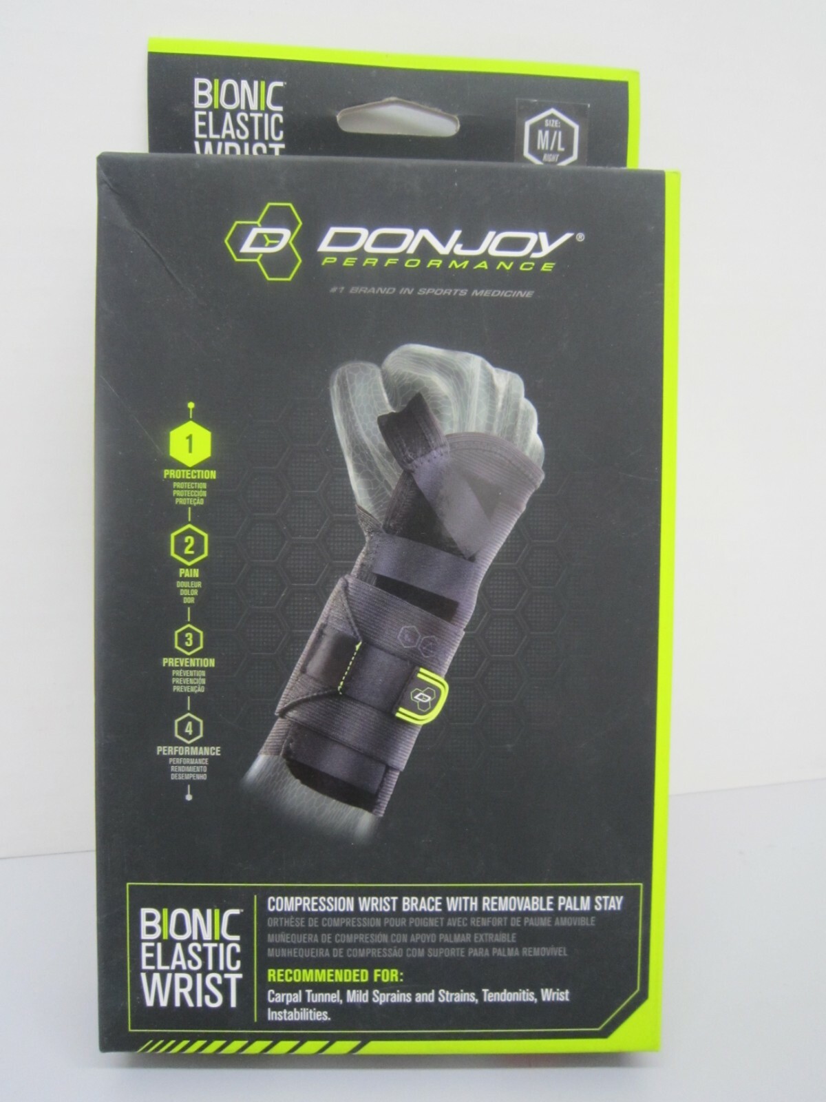 DonJoy Bionic Elastic Compression Wrist Brace Support – RIGHT Hand MED / LARGE