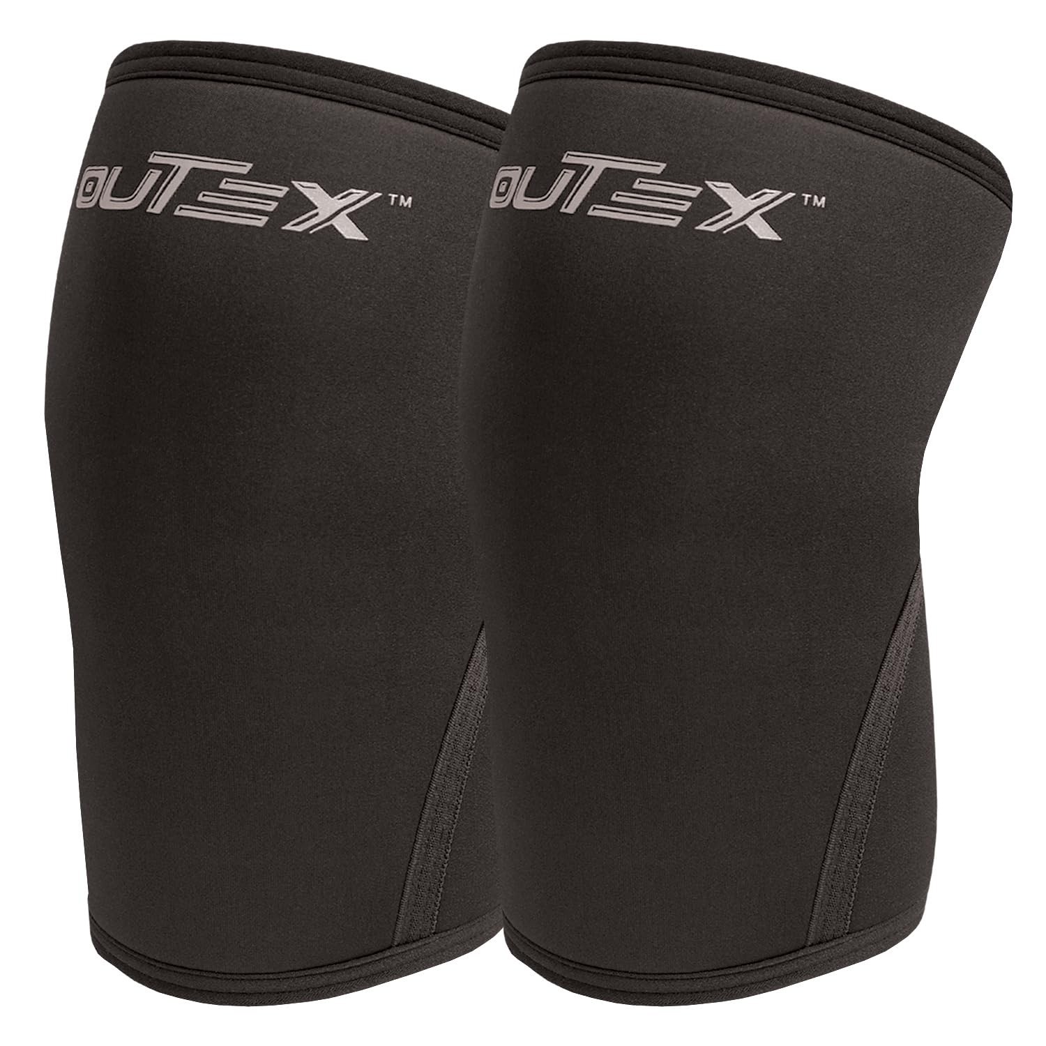 Outex Knee Sleeves for Weightlifting & Powerlifting (Pair) – 7mm Large, Black