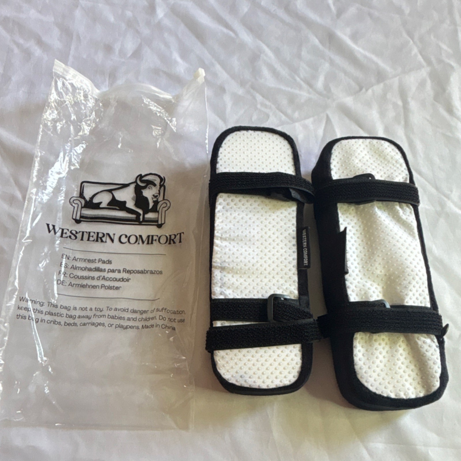 Western Comfort Armrest Pads Adjustable Black White Pair Arm Support 10x3x3 in