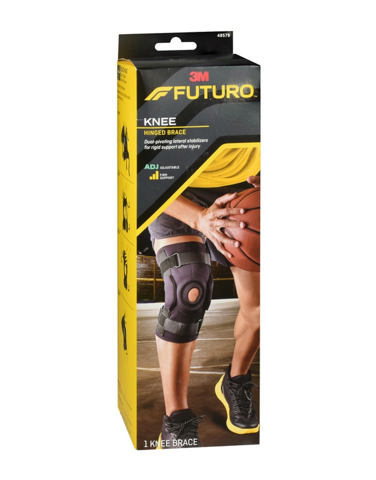Futuro Hinged Knee Support Brace – Side Hinges Prevent Lateral Motion – One Size