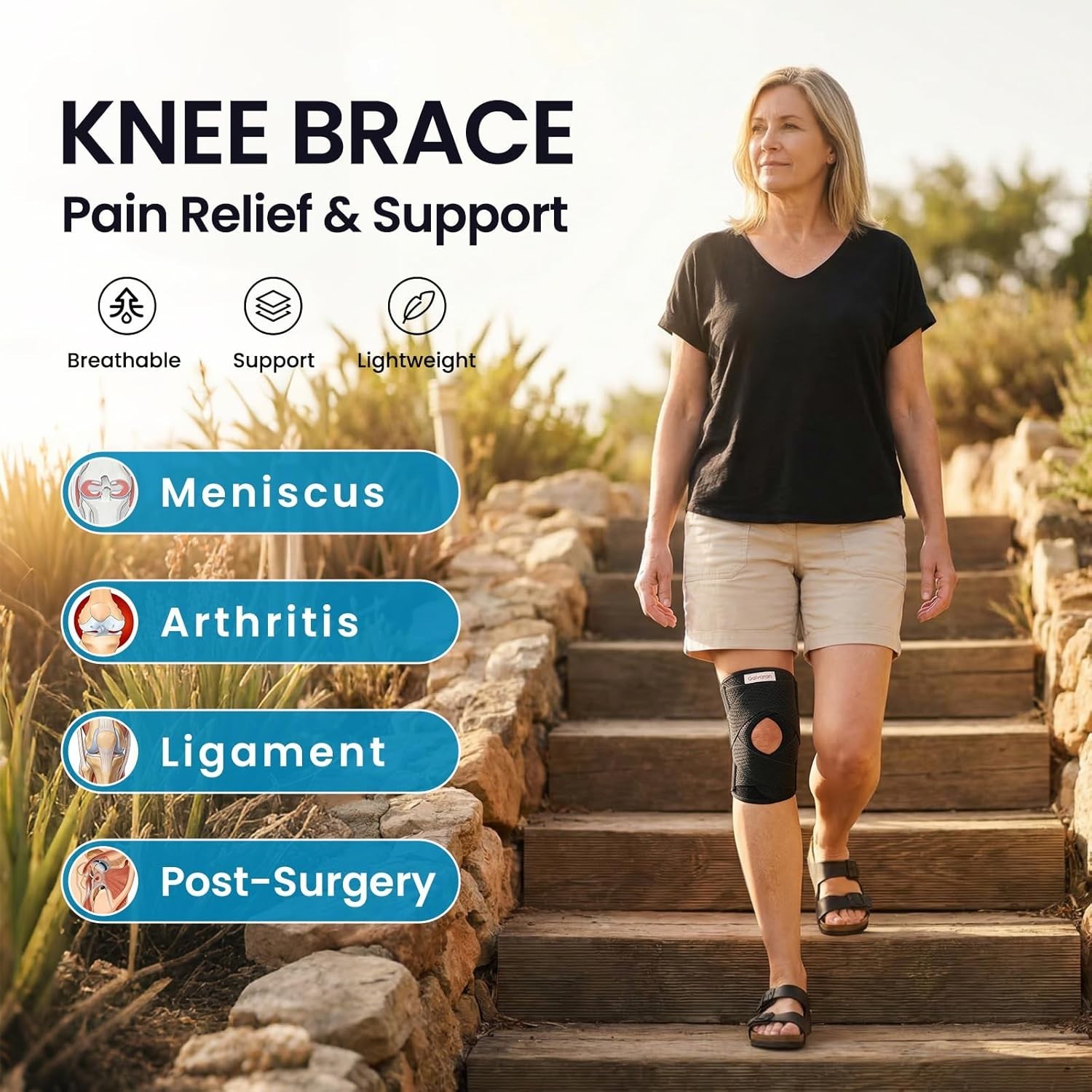 Lightweight Knee Support Brace with Open Patella Design – Injury Recovery Aid