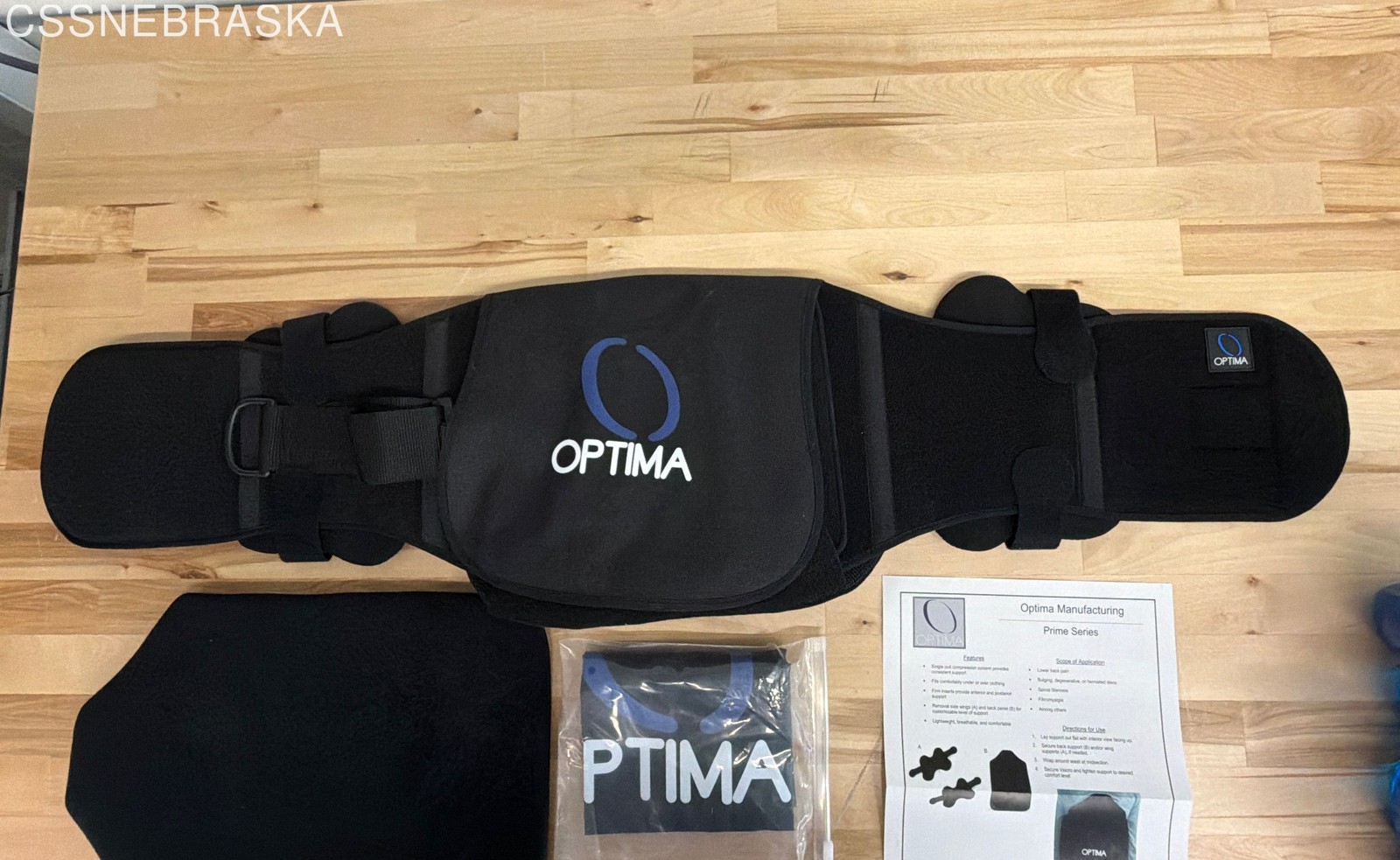 Optima Prime Series Lumbar Back Support Brace Size Medium Single Pull Compress