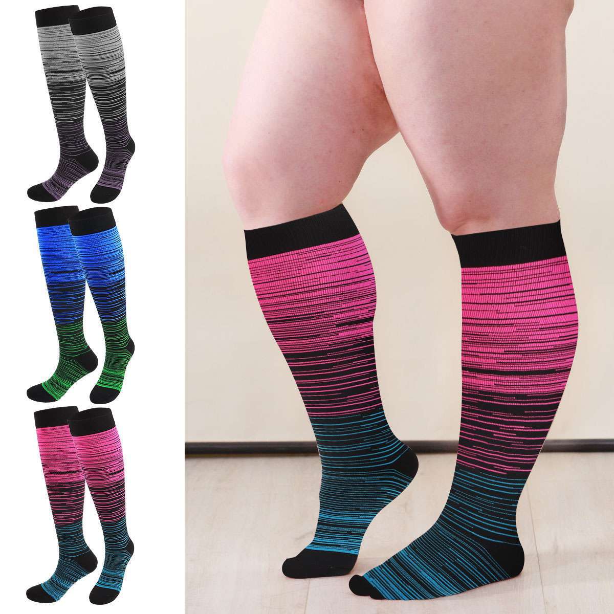 Plus Size Compression Socks 20-30mmHg Support Men Women Medical Stockings XL-4XL