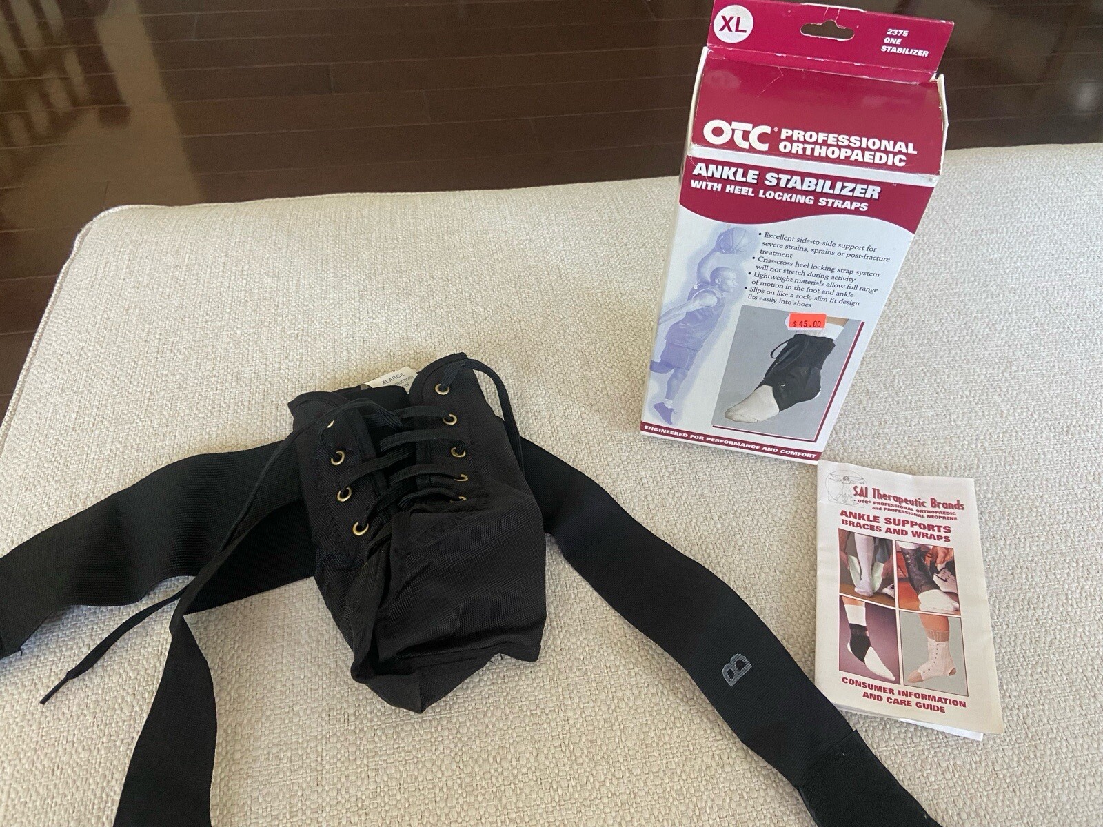 Professional Orthopaedic OTC Ankle Stabilizer w/Straps, New, Black, XL FREE SHIP