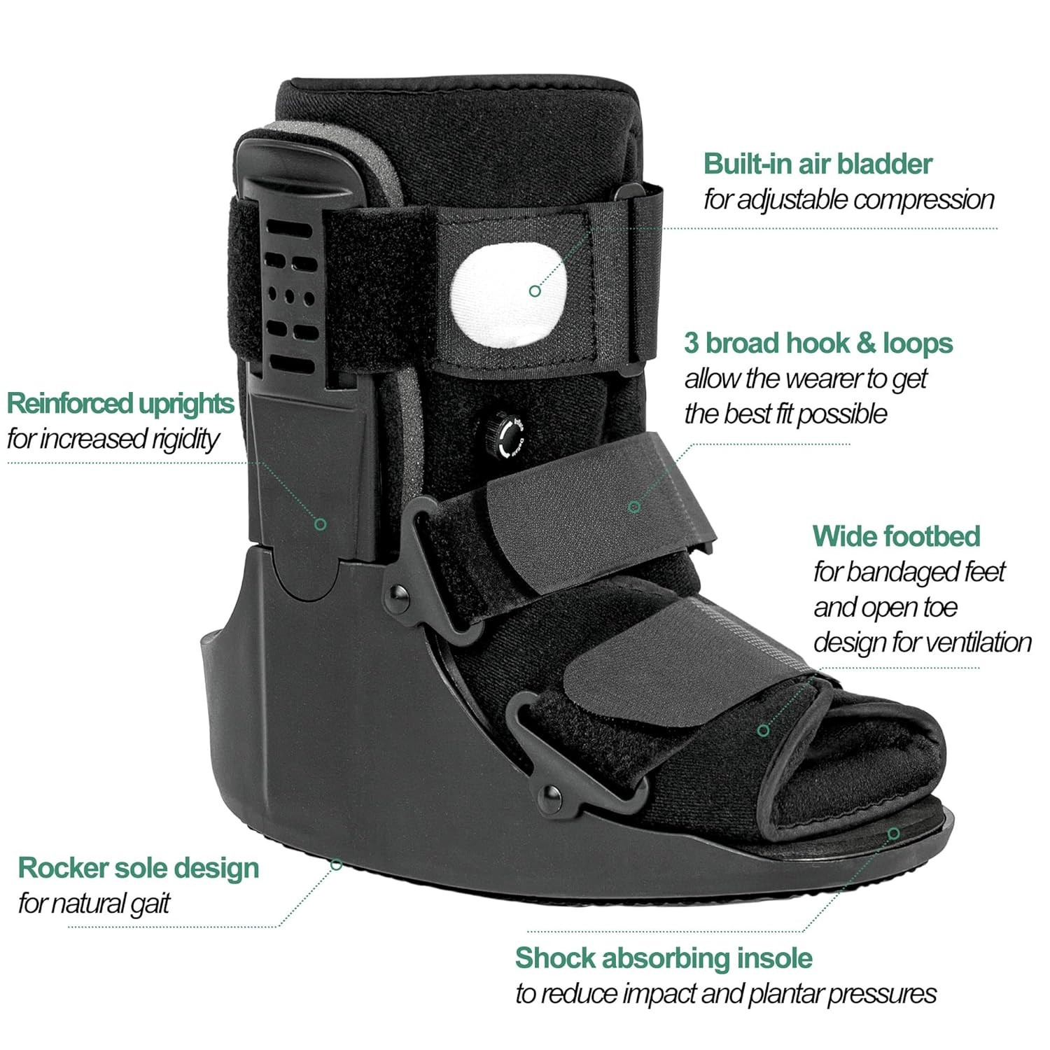 Air Walking Boot, Fracture Boot Short Walker Protection Fits Left Right Foot M