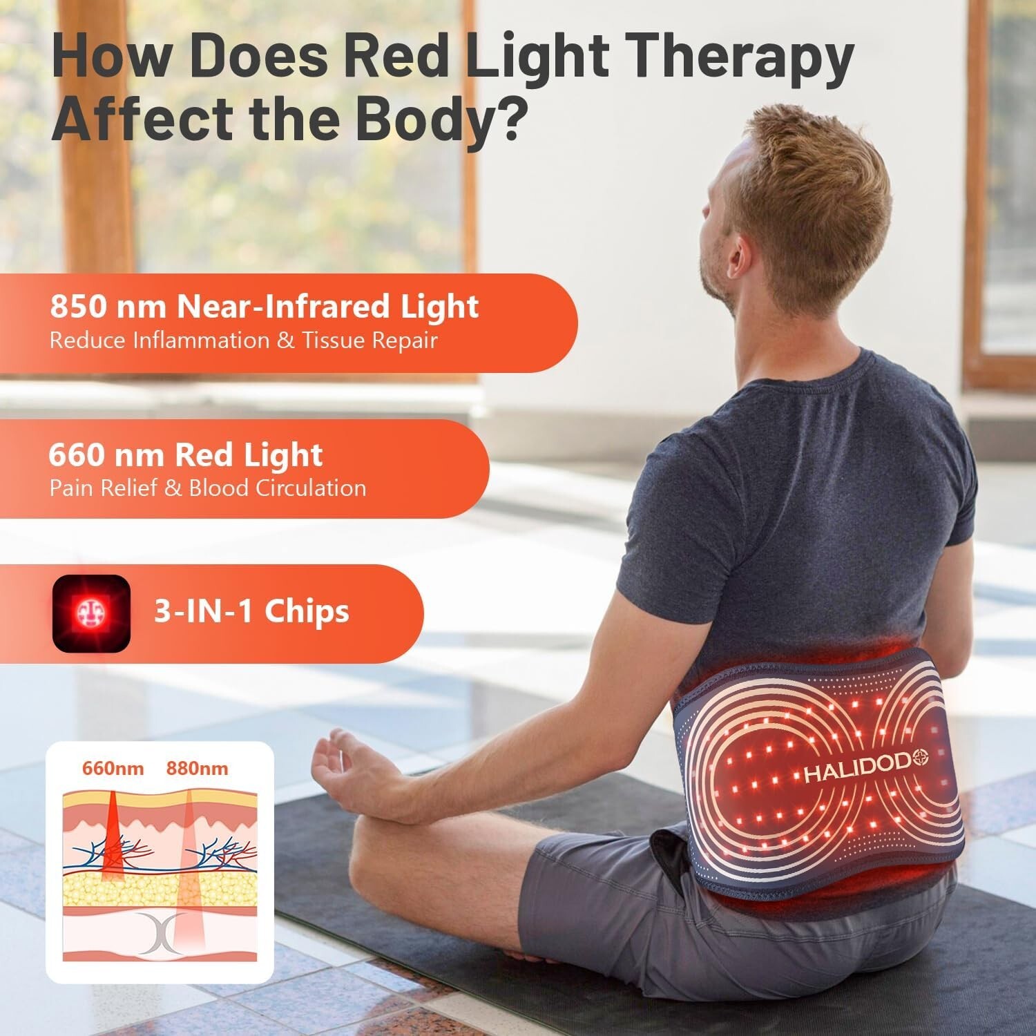 Red Light Therapy Belt & Vibration Back Massage Heated Red Light Therapy Device