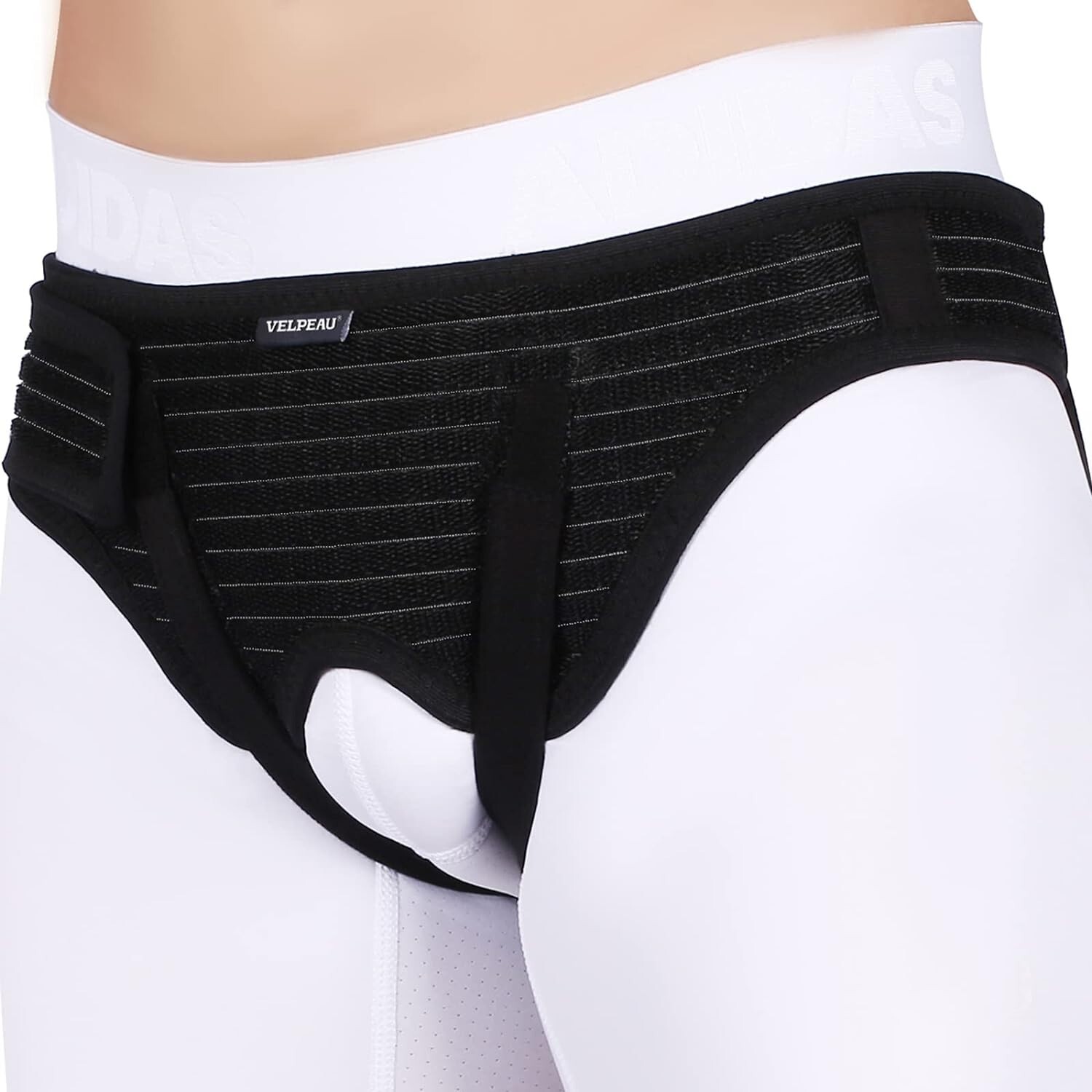 VELPEAU Hernia Support Belt Double Inguinal Groin Hernia Truss VP1002-M Black