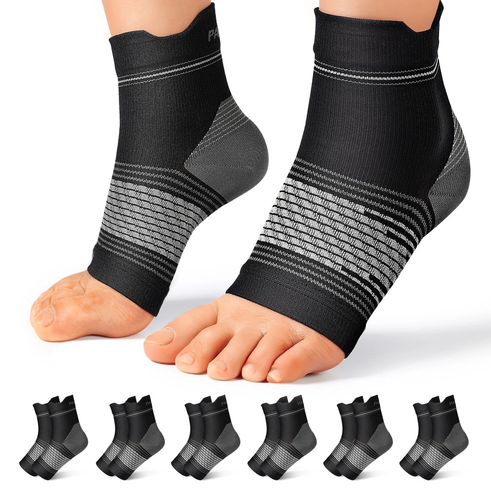 6 Pairs Plantar Fasciitis Socks for Men & , Ankle Brace Compression Socks wit…