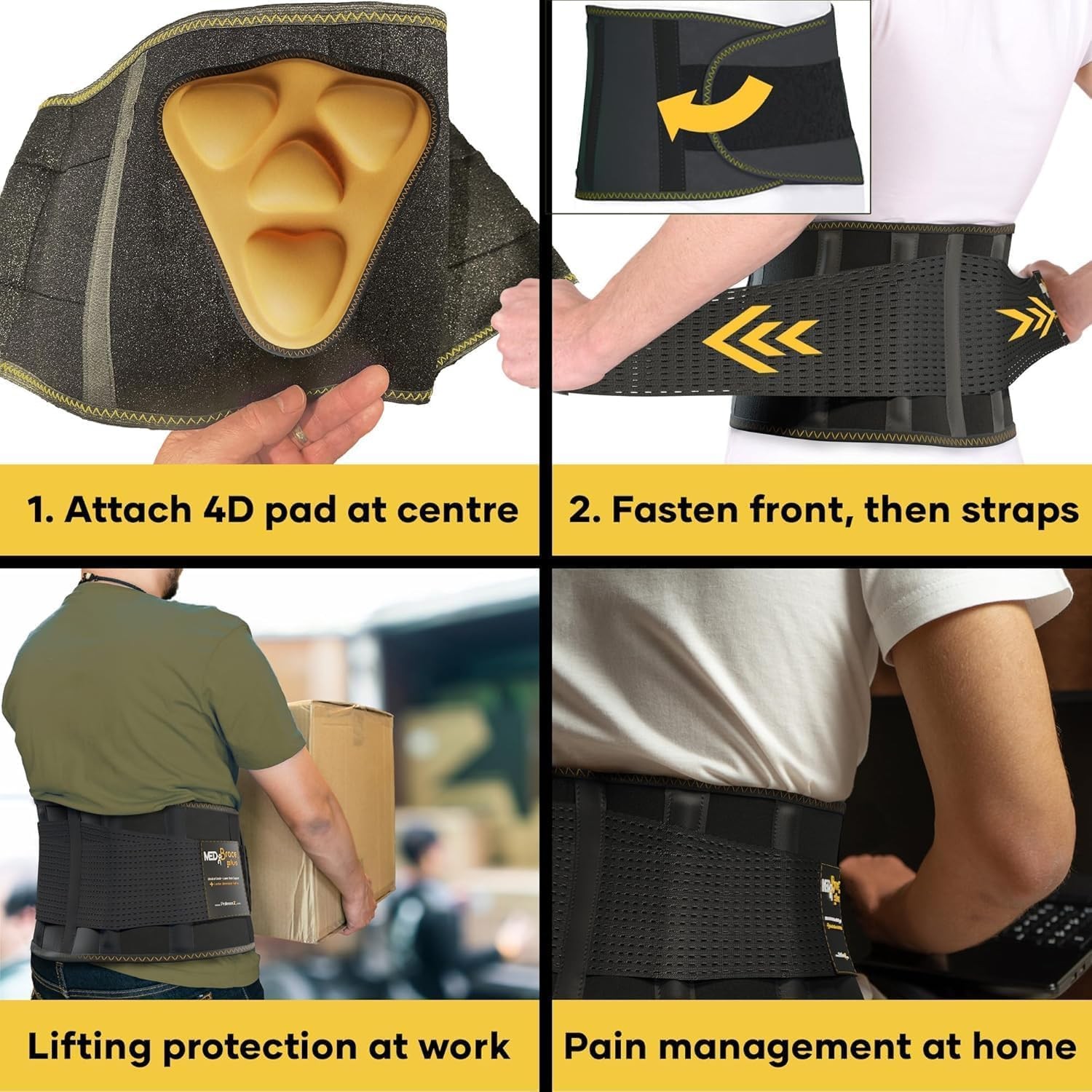 PLUS Lower Back Brace for Lifting at Work with Ergonomic Dimensional Lumbar P…