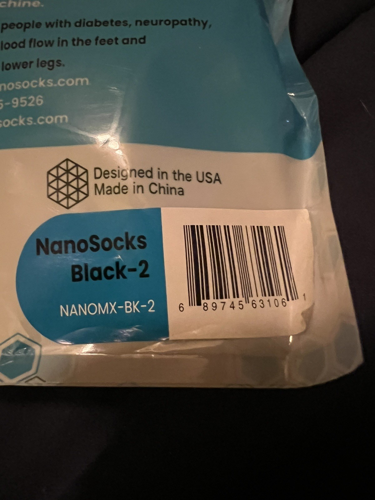 NANOSOCKS 3D Nano-Weave Technology black Compression Socks Size 2 NANOMX-WT-2