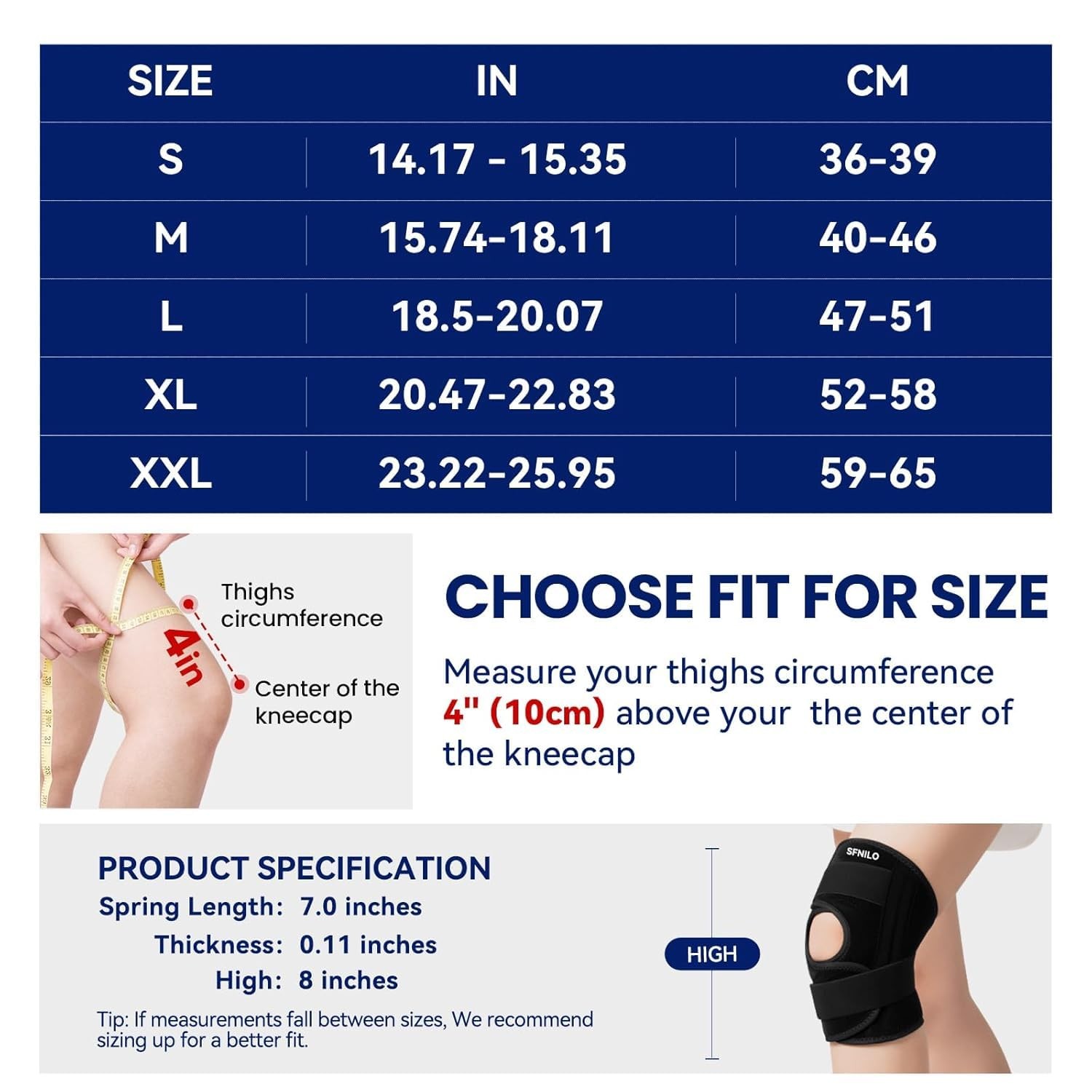 SFNILO Knee Brace Knee Pain & Arthritis, Meniscus Tear, Black, Small