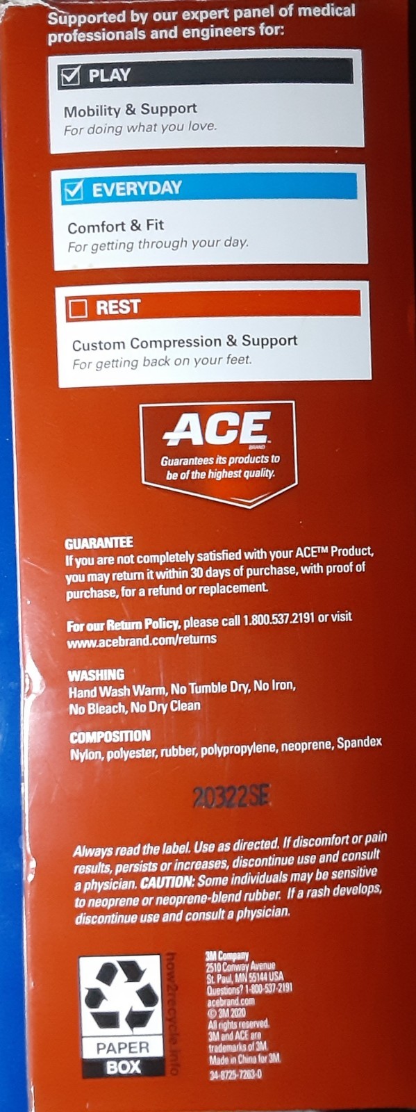 Ace Moderate Support Level Lightweight Low Profile Back Brace Adjustable 48″