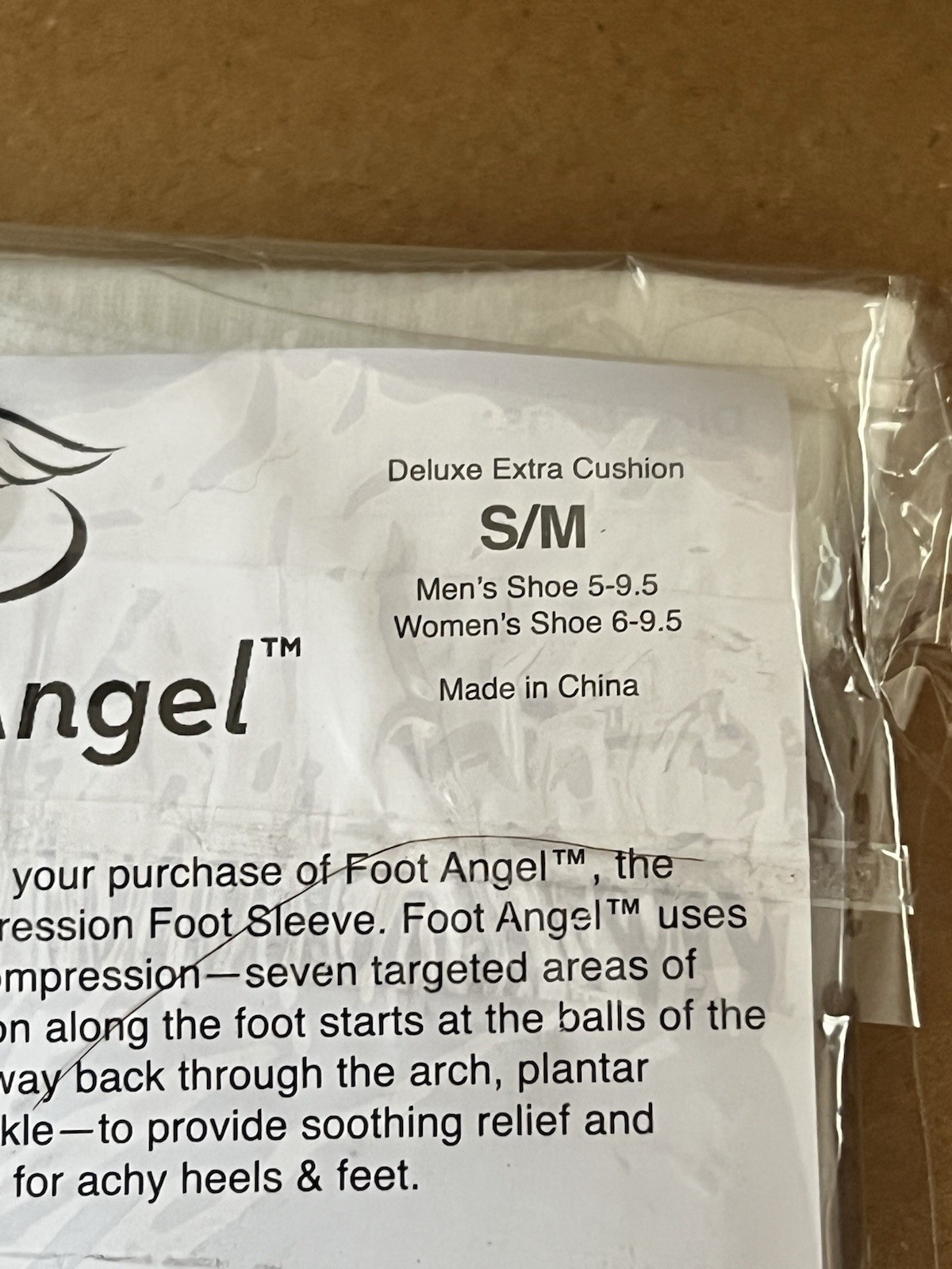 Foot Angel Anti-Fatigue Compression Foot Sleeve Sock Size S/M Slip On White Blue