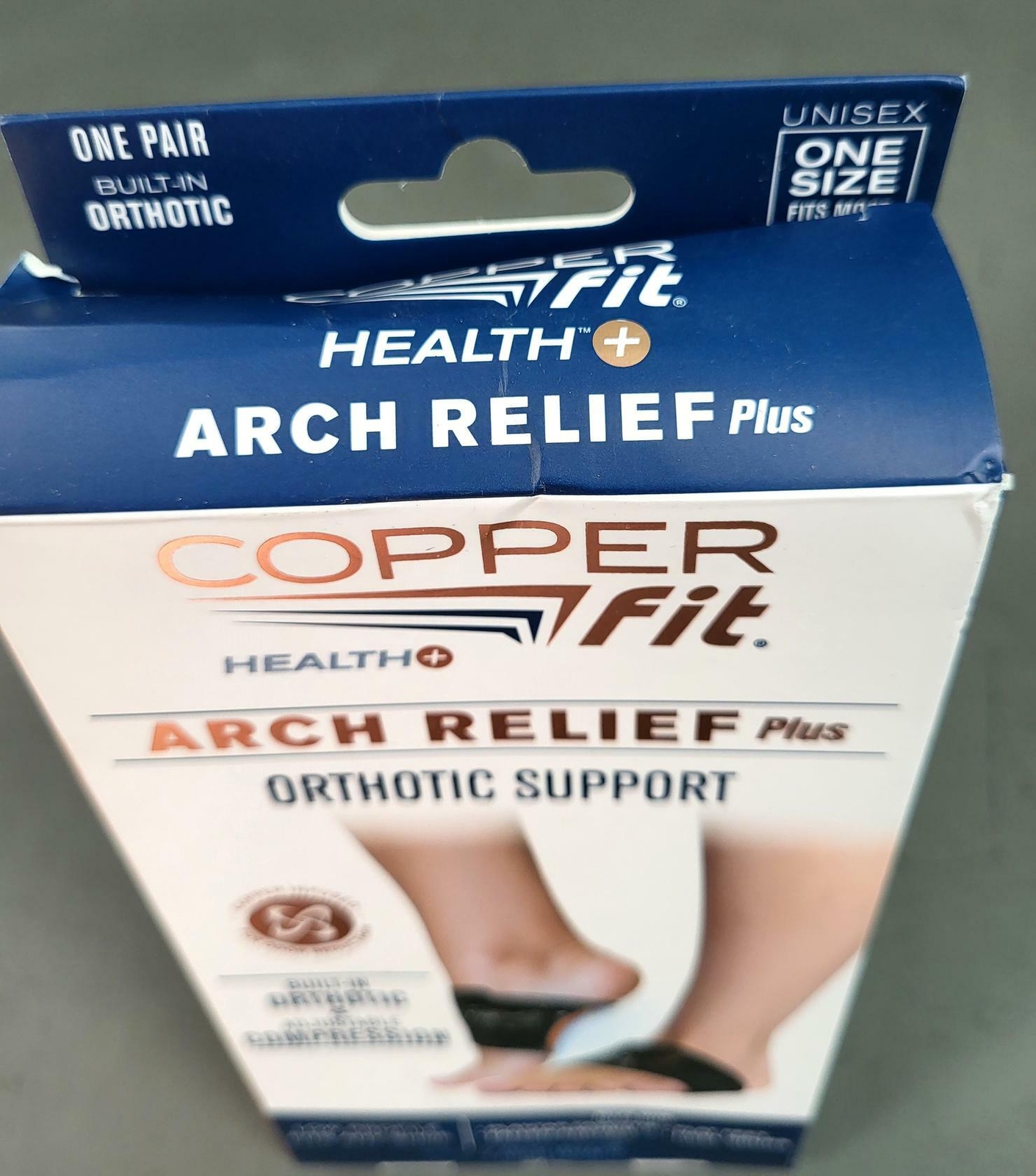 Copper Fit Health Unisex Arch Relief Plus with Built-In Orthotic Support, Black