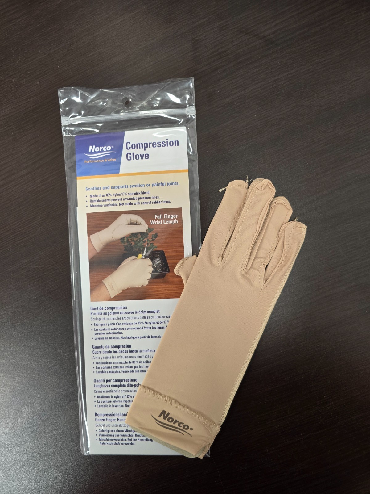 Norco Compression Glove – NEW X-Small RIGHT Full Finger, Wrist Length