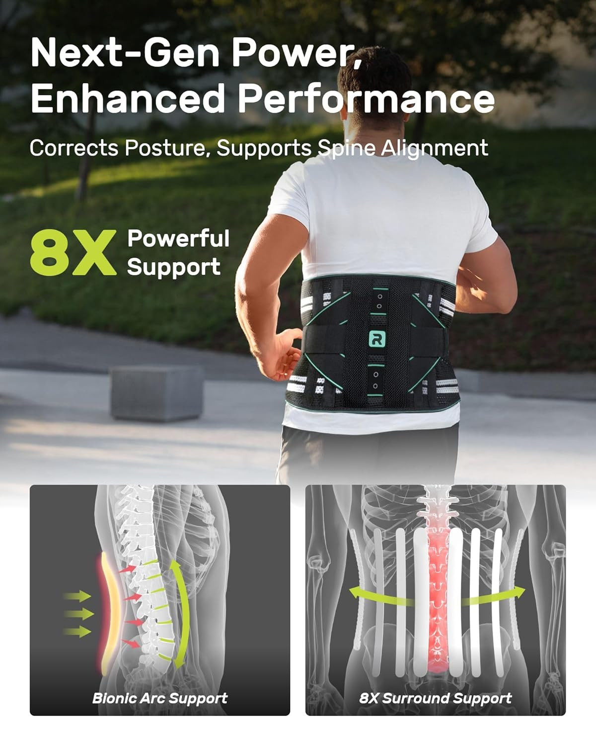 Back Brace for Lower Back for Women Men, Elastic Back Support Belt with 8 Stays