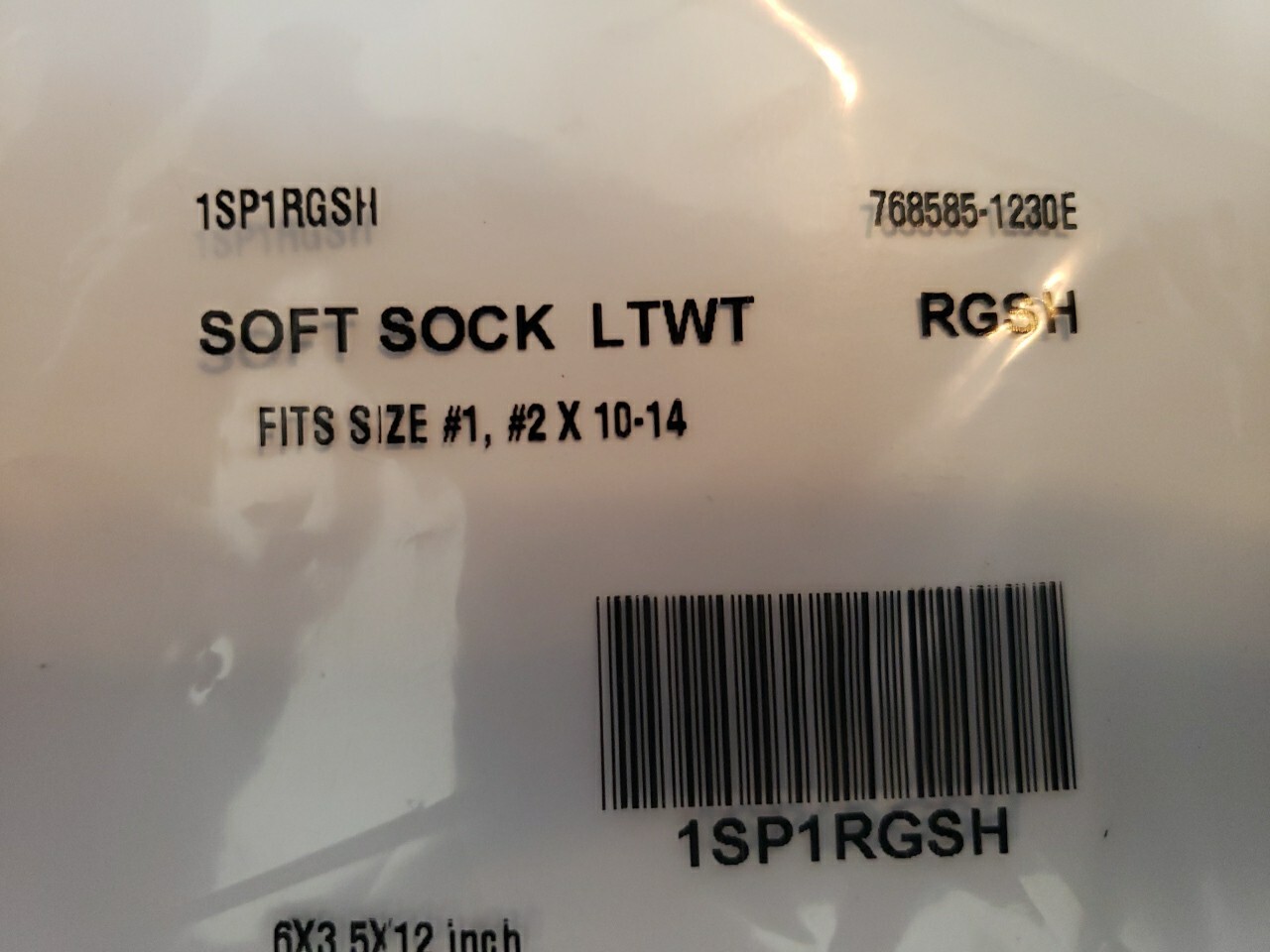 Knit-Rite Soft-Sock Prosthetic Sock 5 Ply No Hole Fits Size #1 ,#2 X 10-14 NEW