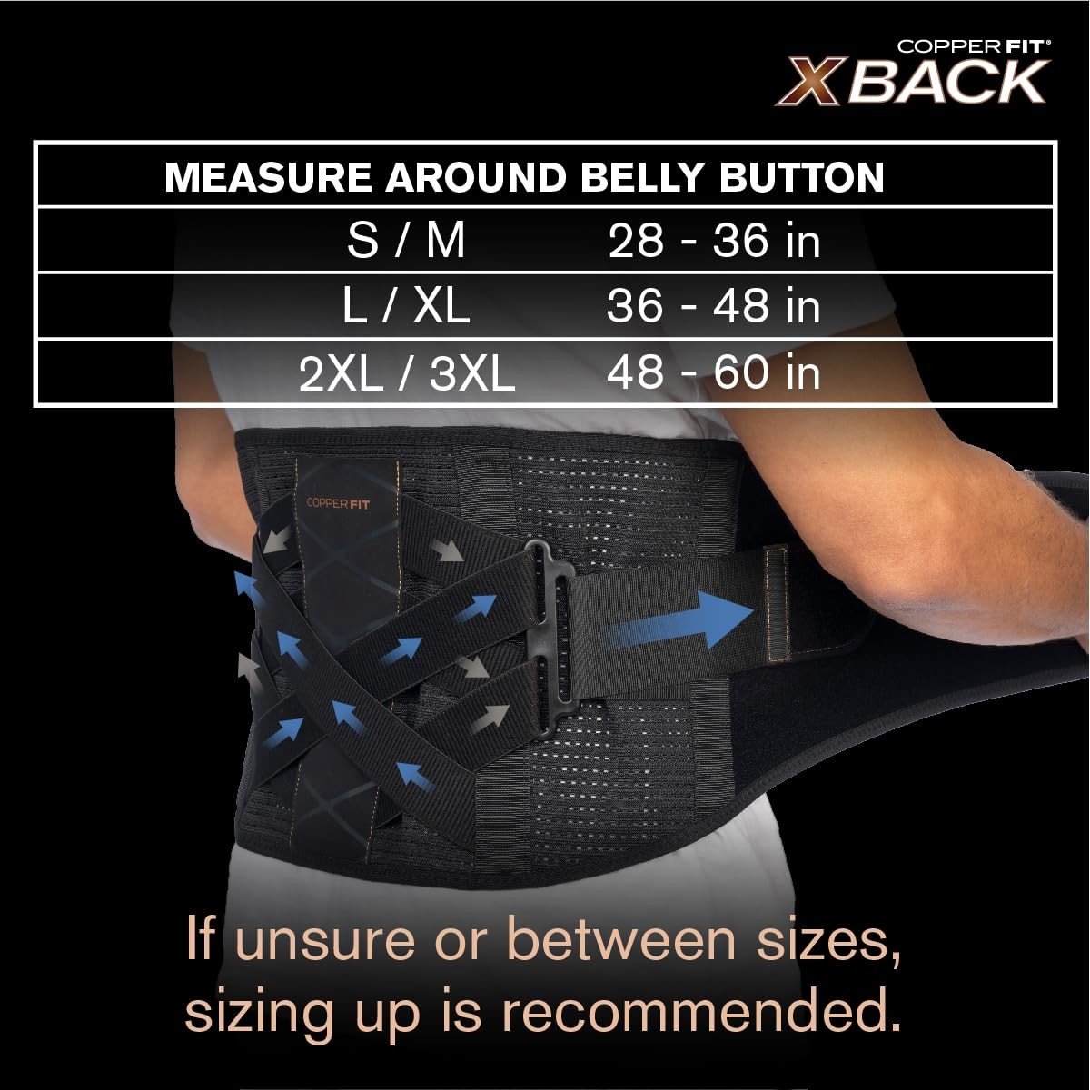 Copper Fit X-Back Brace for Lower Back Pain, Lumbar Support (Small/Medium)
