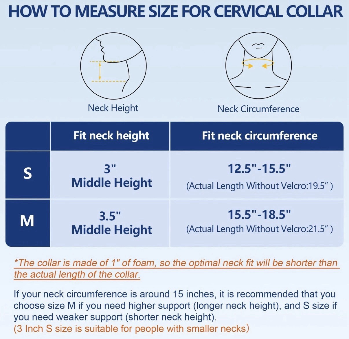 Neck Brace Soft Foam Cervical Collar 3in Support PainRelief Spine Align
