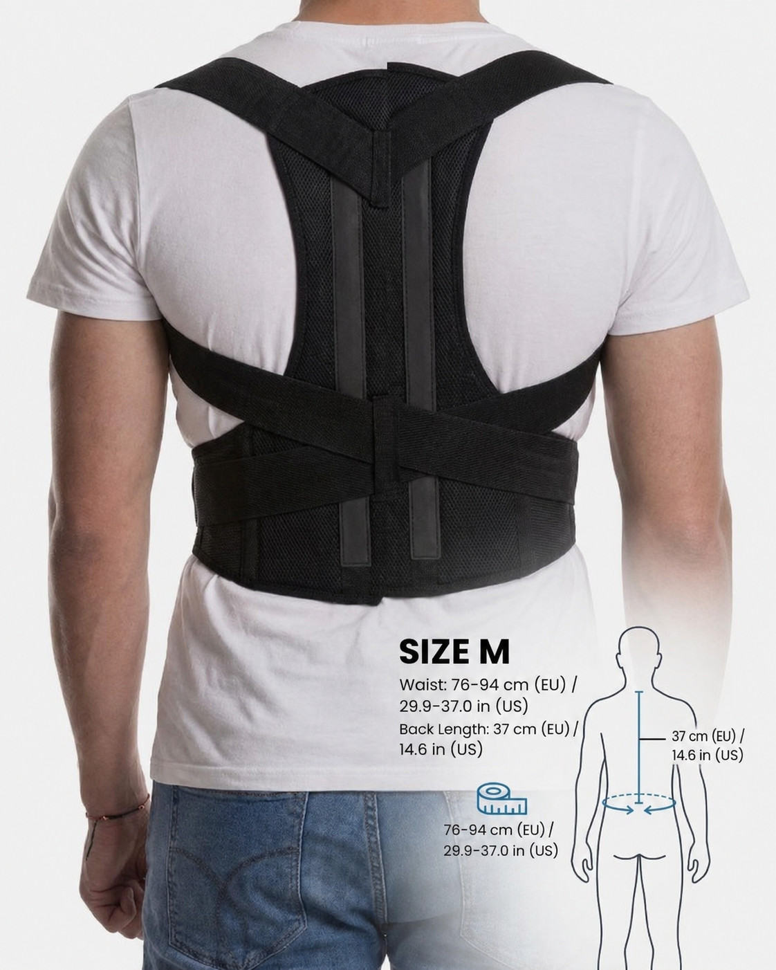 Posture Corrector Adjustable Back Brace Shoulder Support Back Straightener M