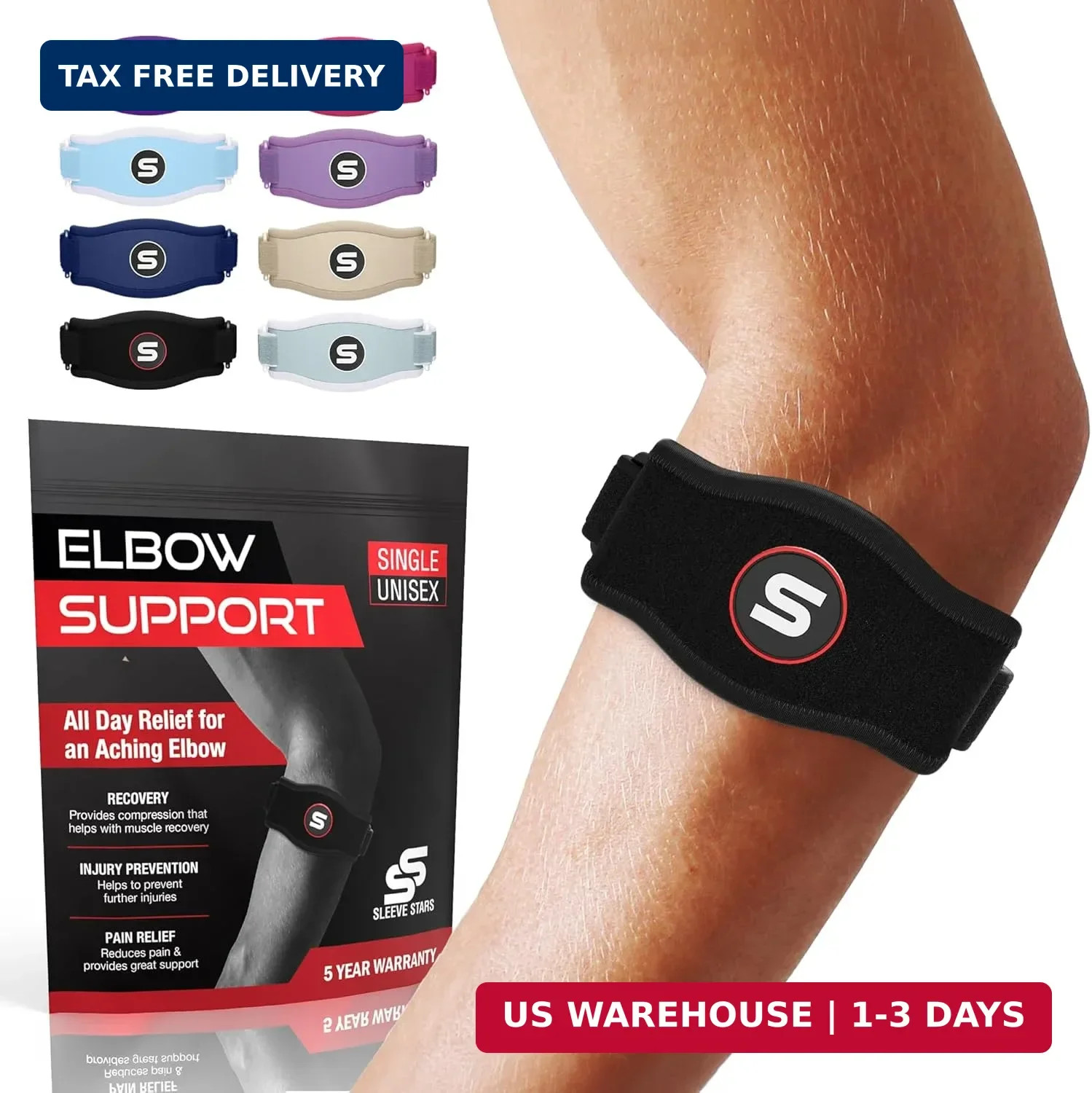 Sleeve Stars Tennis Elbow Brace for Men & Women, Elbow Brace for Tendonitis.