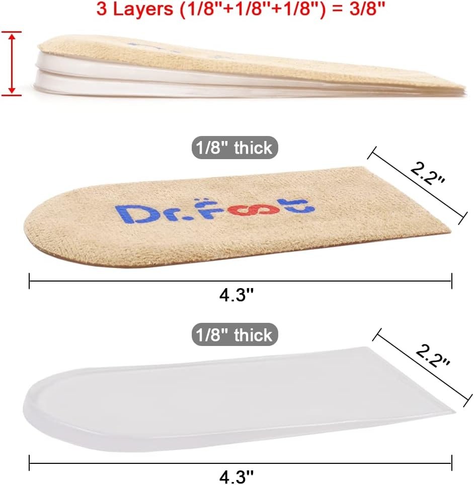 Beige 3-Layer Adjustable Orthopedic Heel Lift for Height Increase & Pain Relief