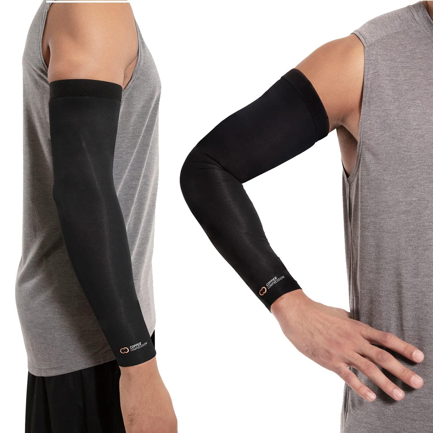 Copper Infused Compression Arm Sleeve – Full Arm Brace for Elbow Pain Relief, Sp