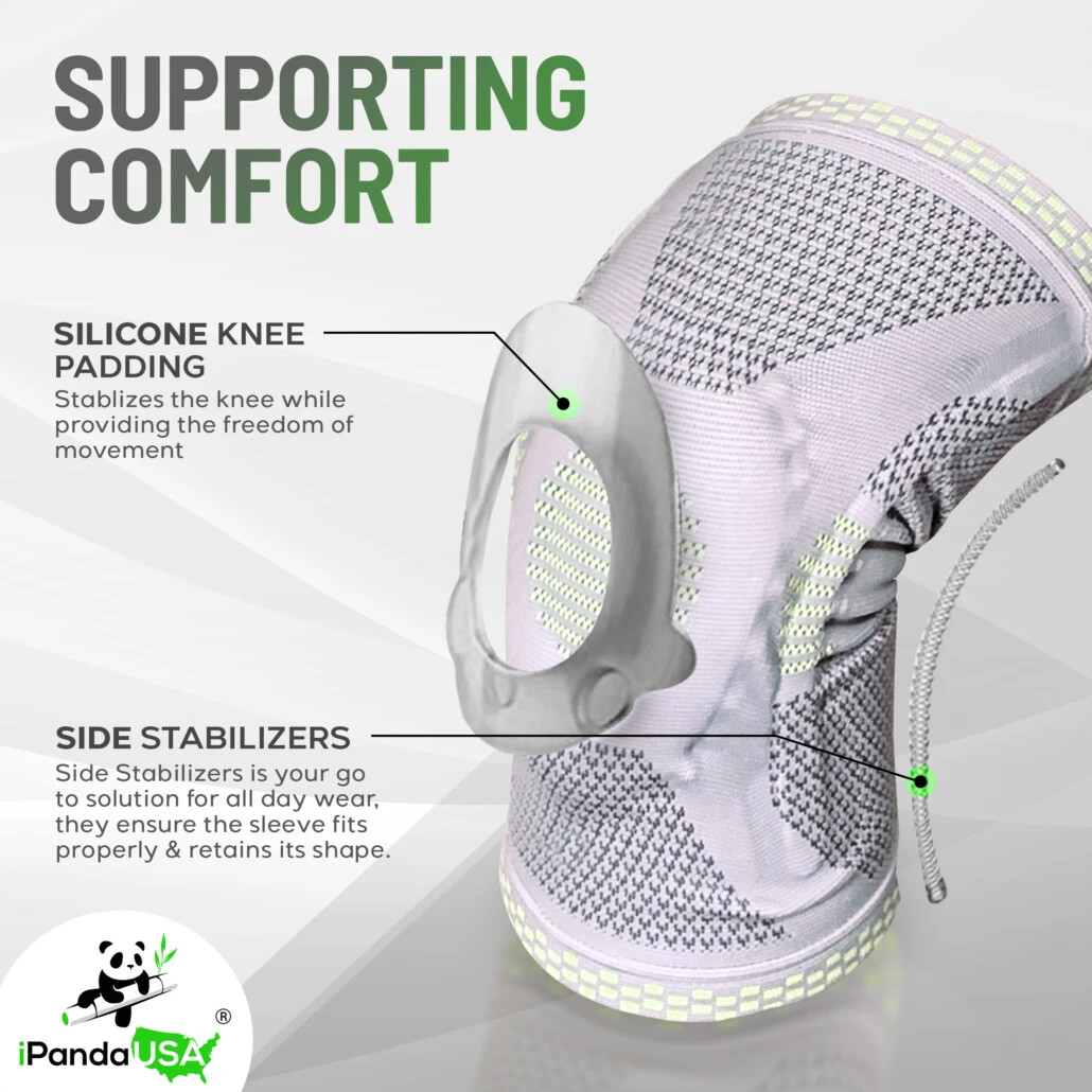 2 Knee Sleeve L Compression Brace Support Joint Silicon Pad Pain Relief NEW