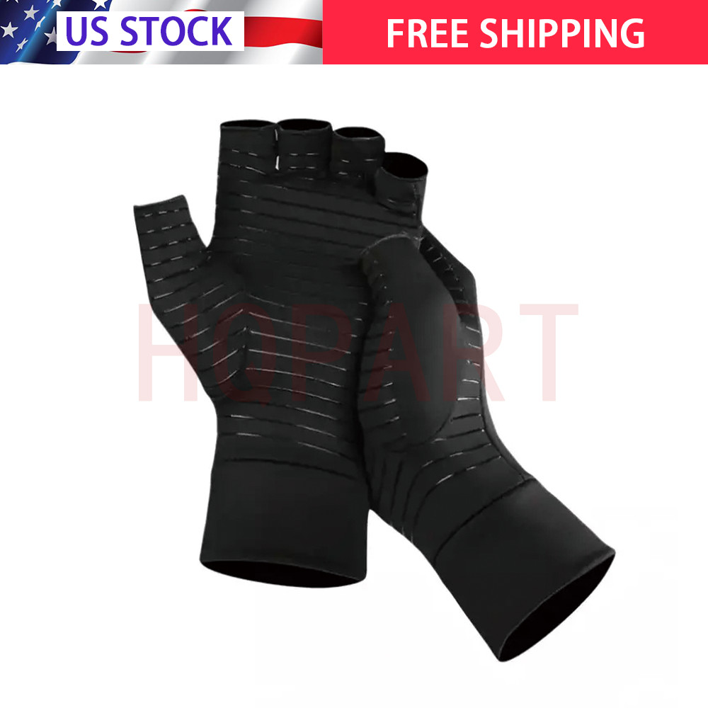 Black Copper Arthritis Compression Gloves Hand Support Pain Relief Joint Self