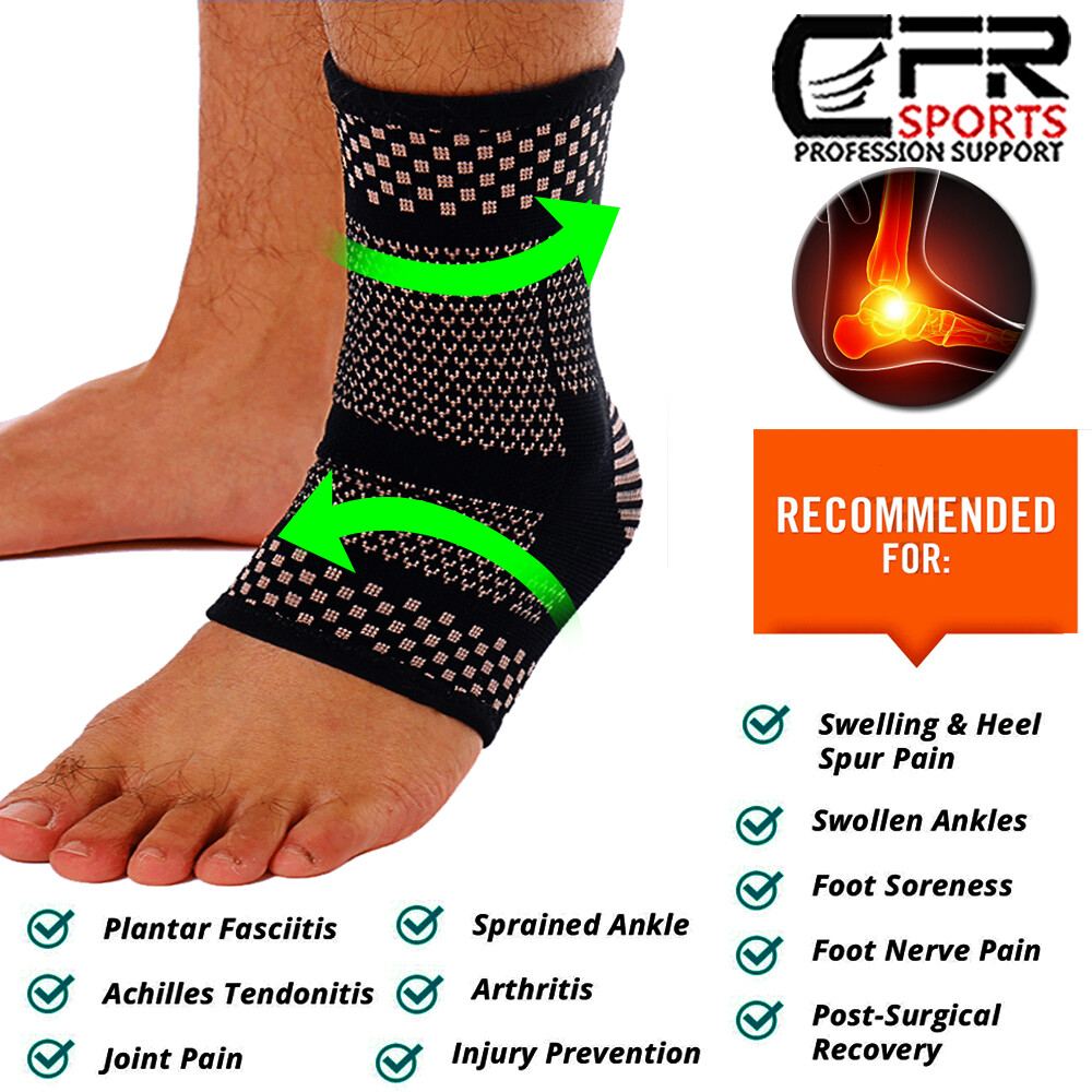 COPPER Plantar Fasciitis Arch Support Compression Ankle Heel feet Brace Sock HG