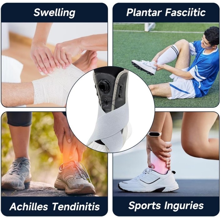 Knob-Adjustable Ankle Brace w/ Removable Stabilizers – L Size – Plantar Fasciiti