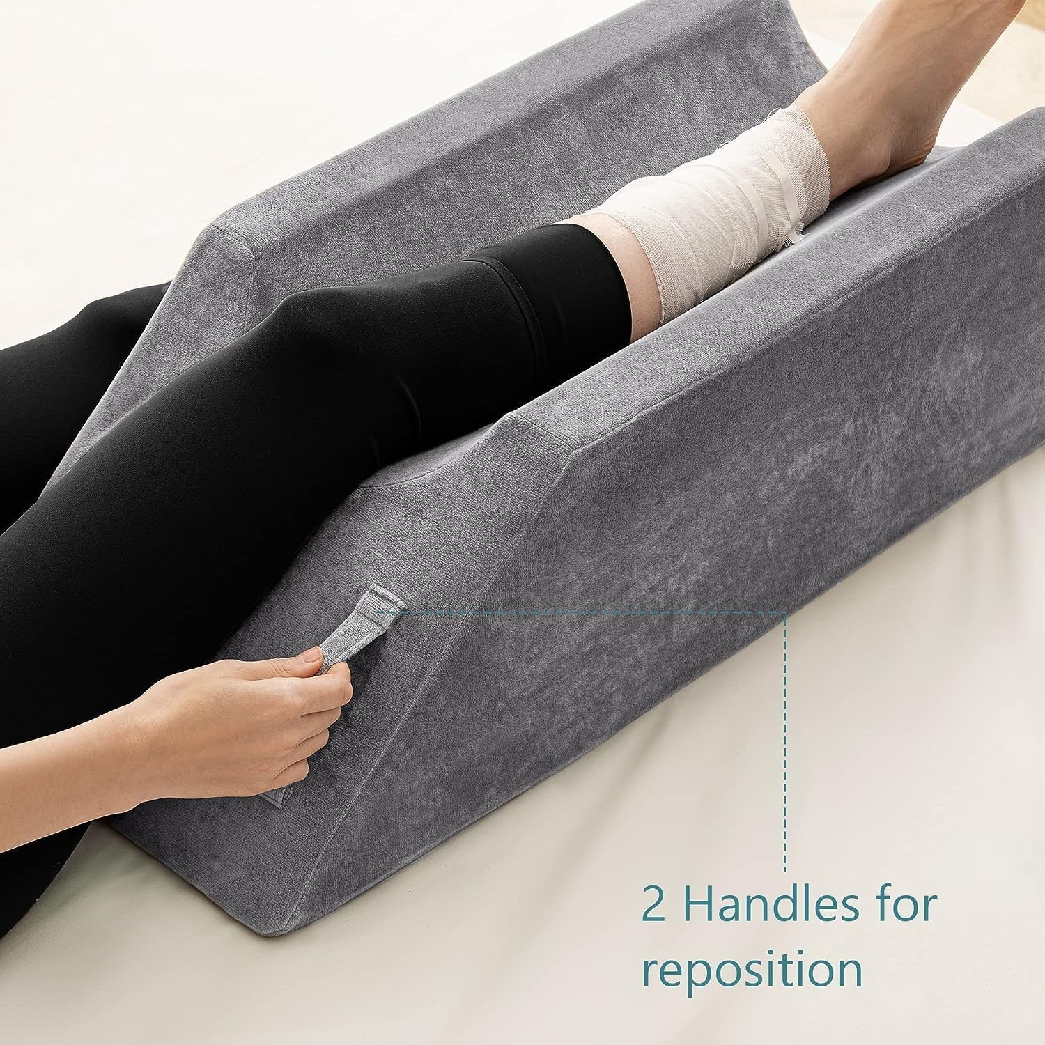 Leg Elevation Pillow Leg/Knee Surgery Recovery Memory Foam Leg Pillow W/ Velvet