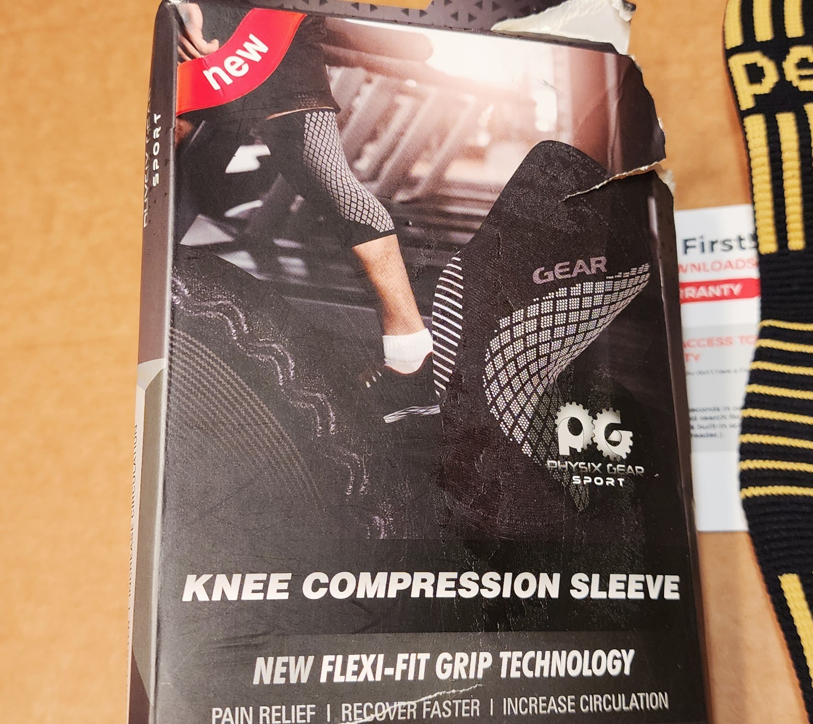 New Open Box Small Physix Gear Sport Knee Compression Sleeves, Black & Yellow