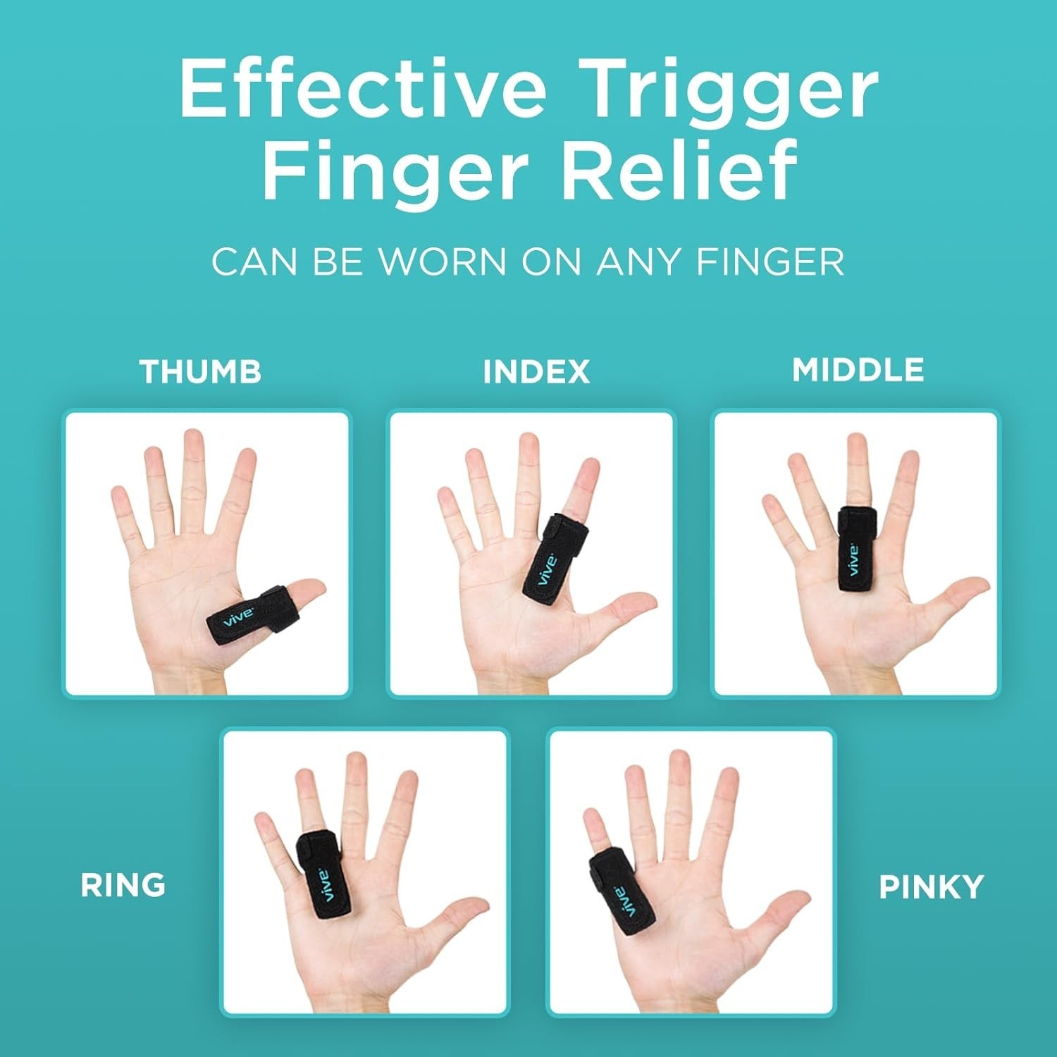 Vive Trigger Finger Splint – Support Brace for Middle, Ring, Index, Thumb and Pi