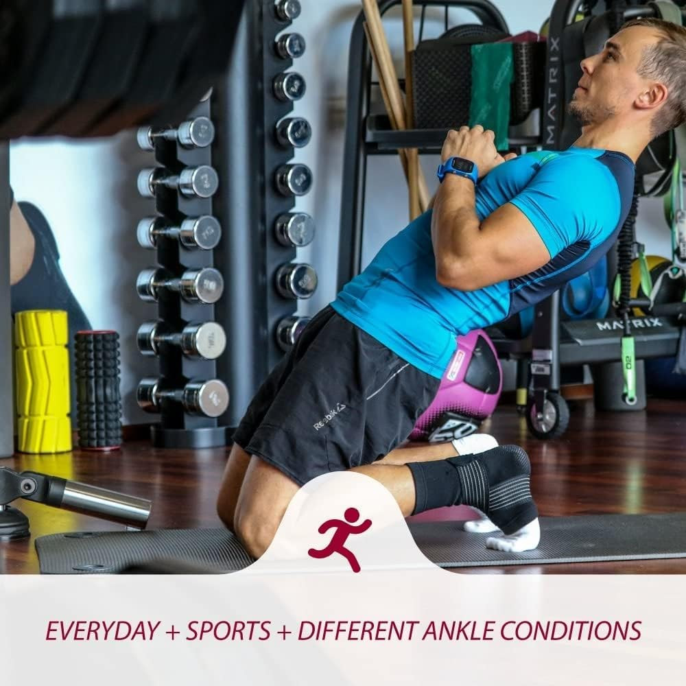 Ankle Compression Sleeve with Compression Support Strap. Achilles Tendon Support