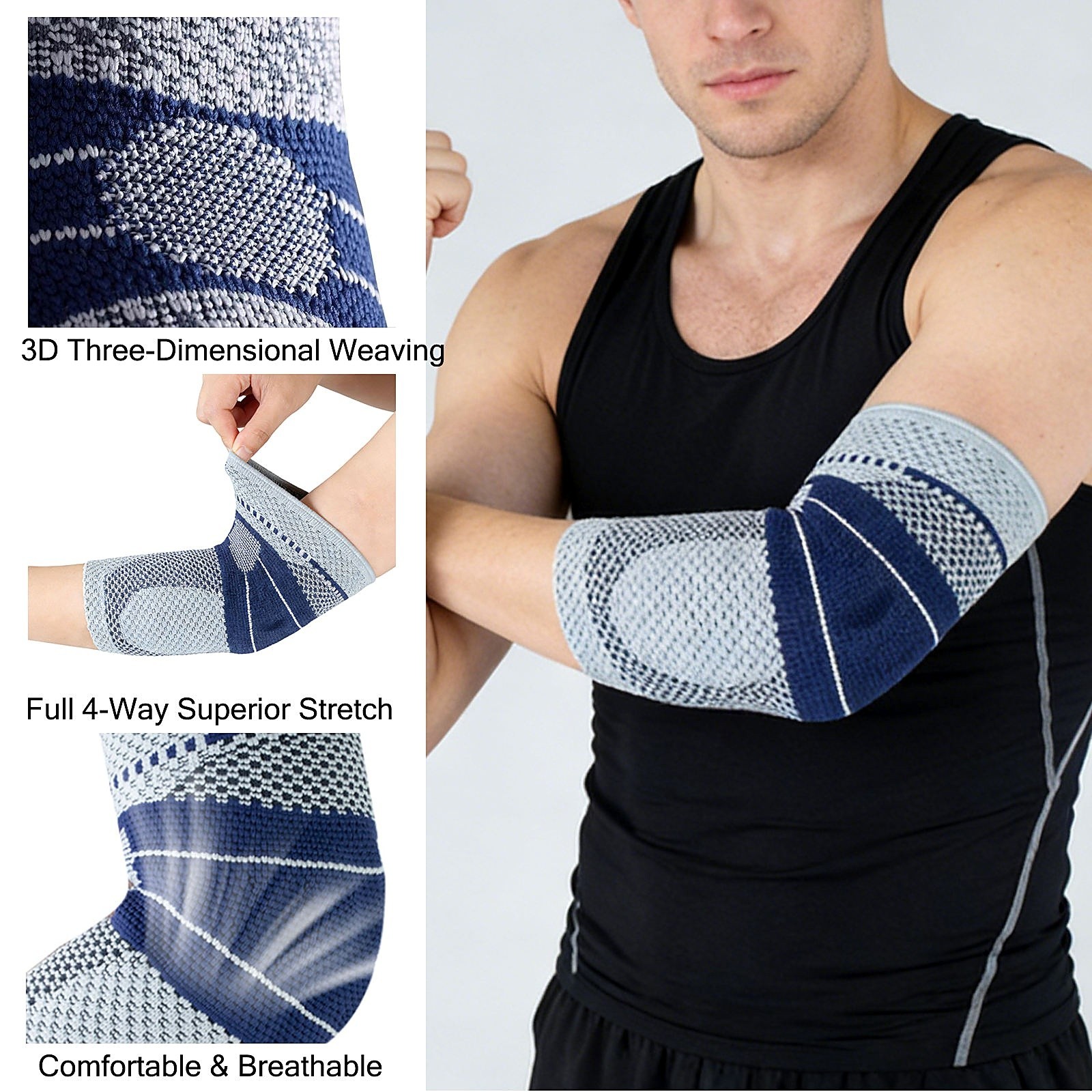 Elbow Brace Compression Sleeve Support Silicone Pad Arthritis Tendonitis Fitness