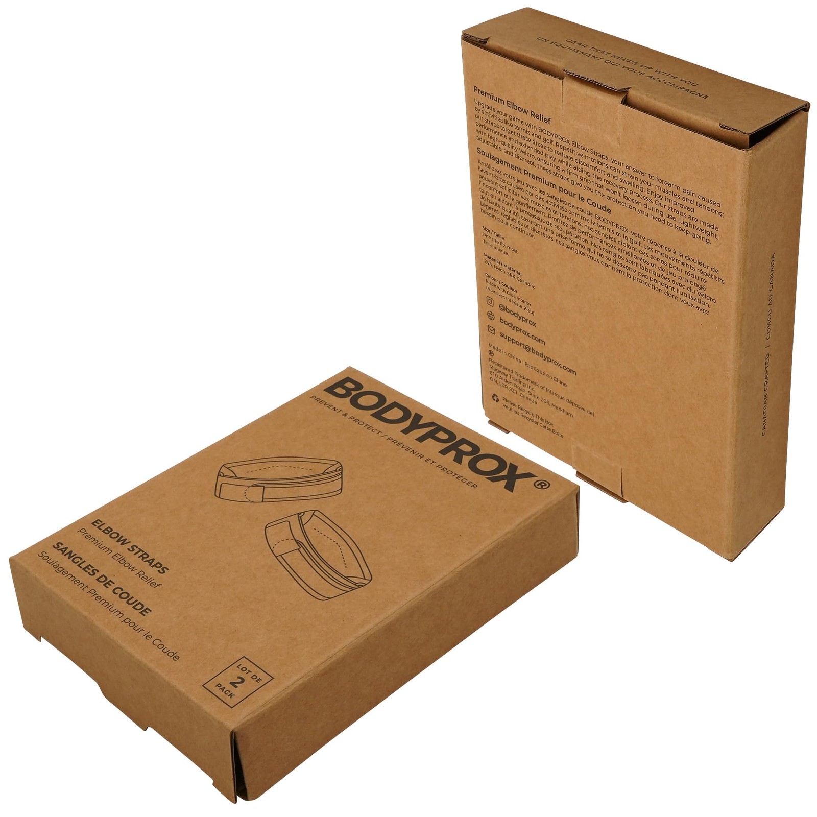 Bodyprox Elbow Brace 2 Pack for Tennis & Golfer’s 2 Count (Pack of 1)