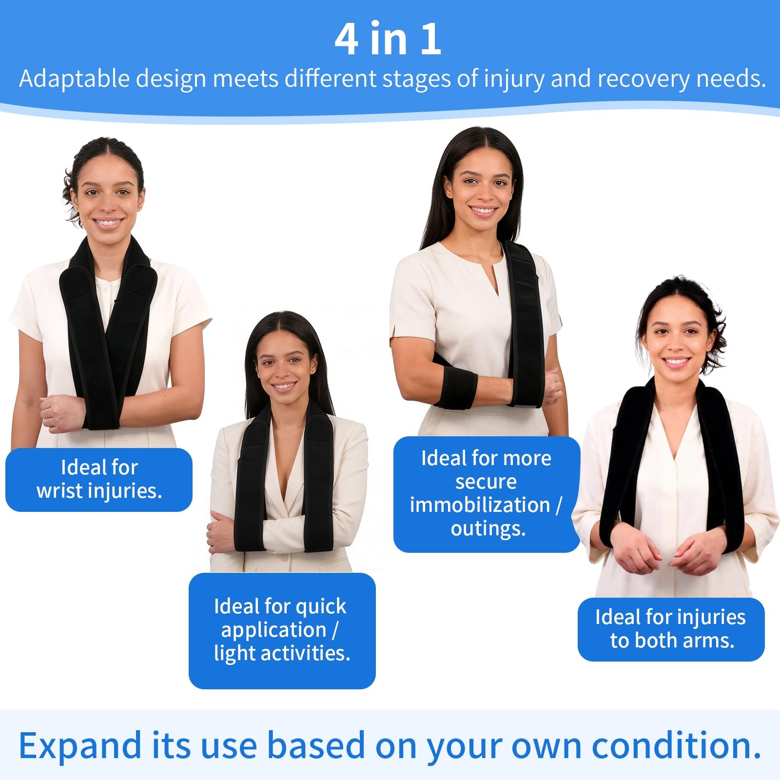 Black Adjustable Arm Sling Shoulder Immobilizer Broken Collarbone Support