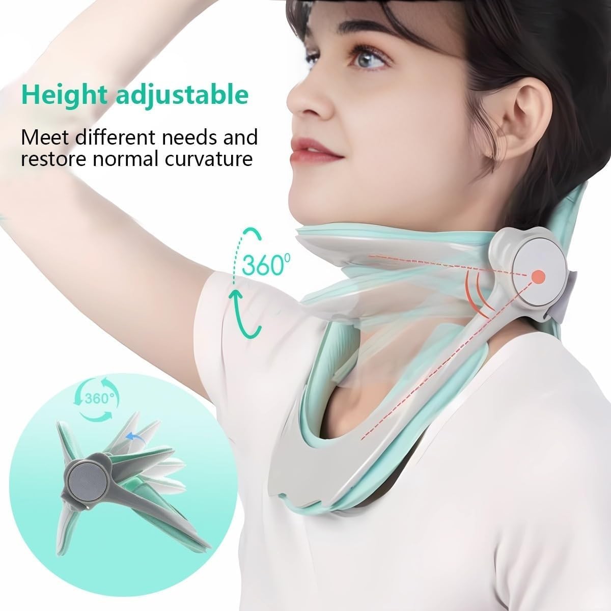 Neck Brace for Pain and Support, 360° Adjustable Cervical Light Green