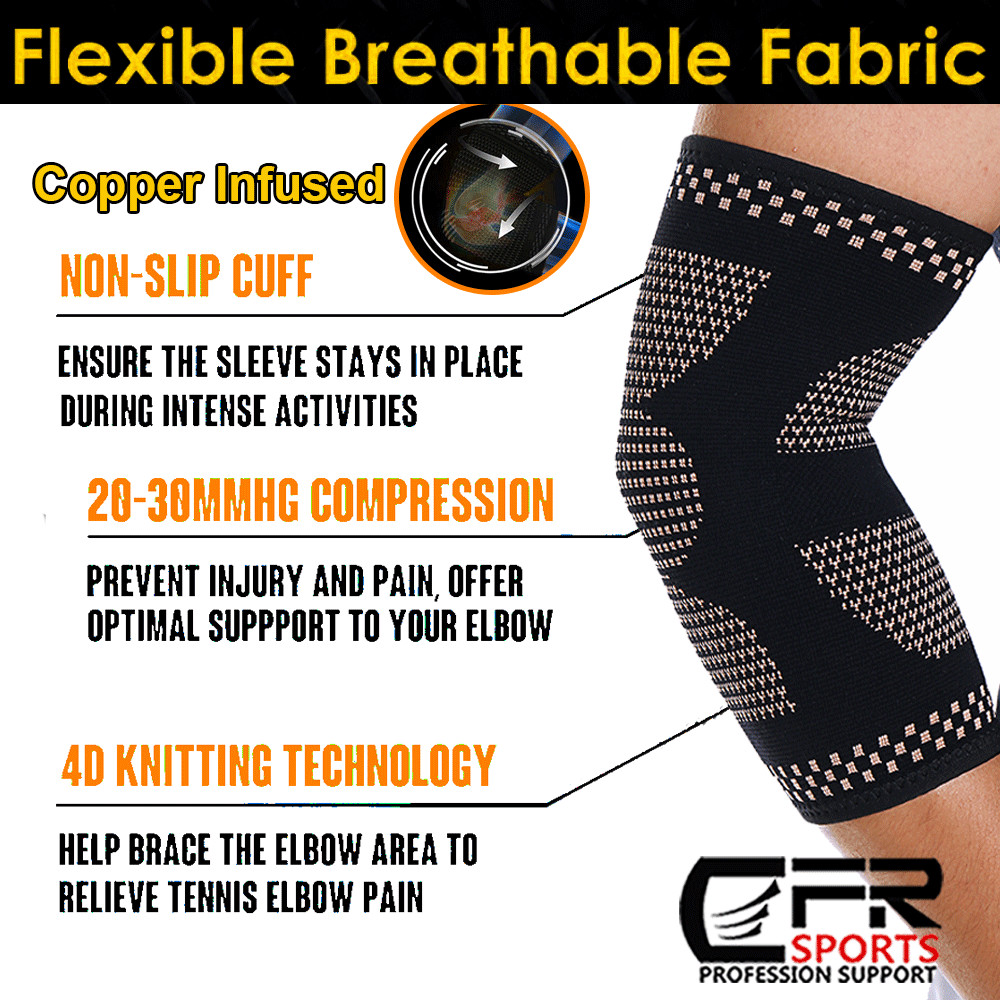 Copper Tennis Elbow Brace Support Arthritis Tendonitis Arm AC Joint Pain Strap
