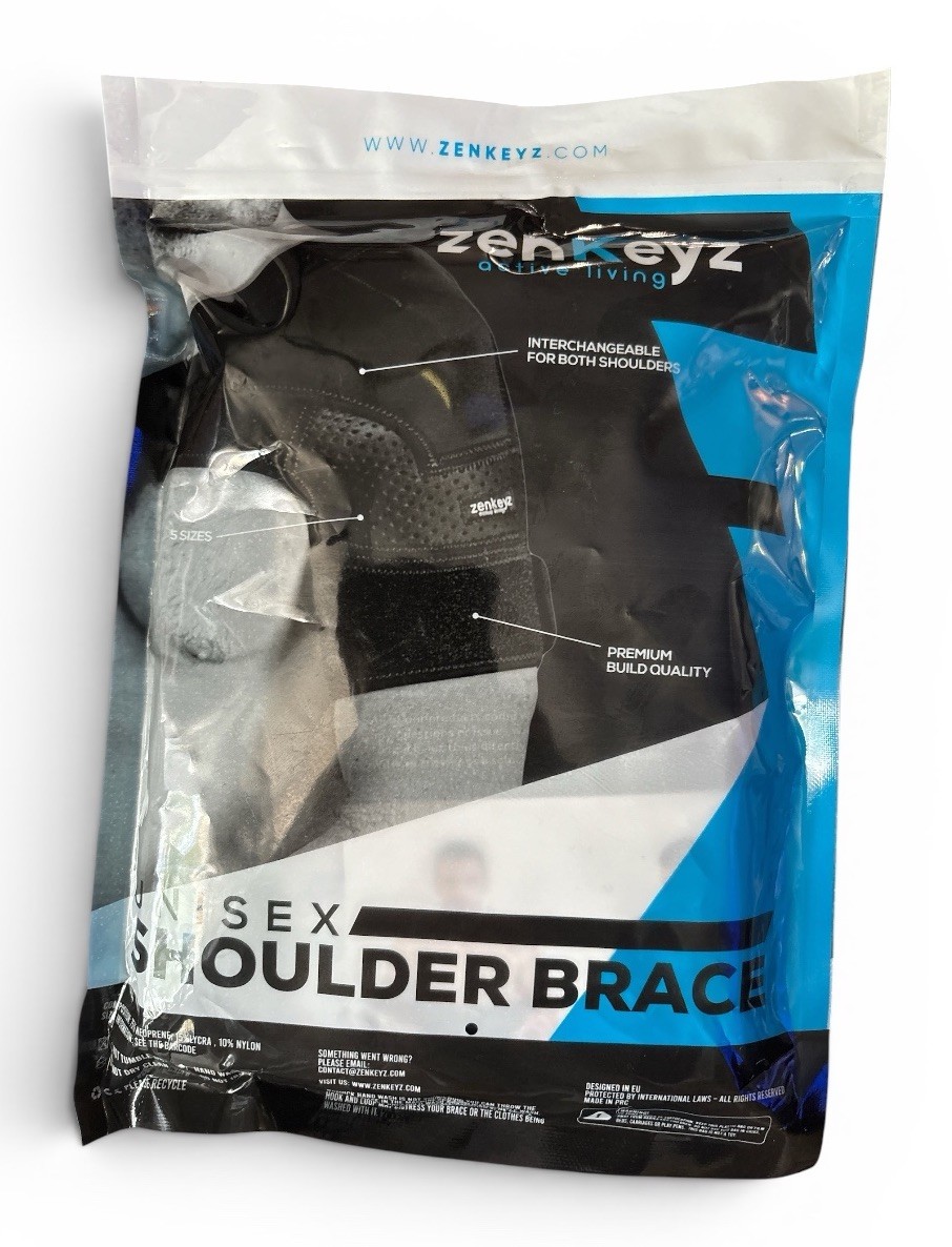 ZENKEYZ Shoulder Brace S/M Unisex Adjustable Rotator Cuff Support Black
