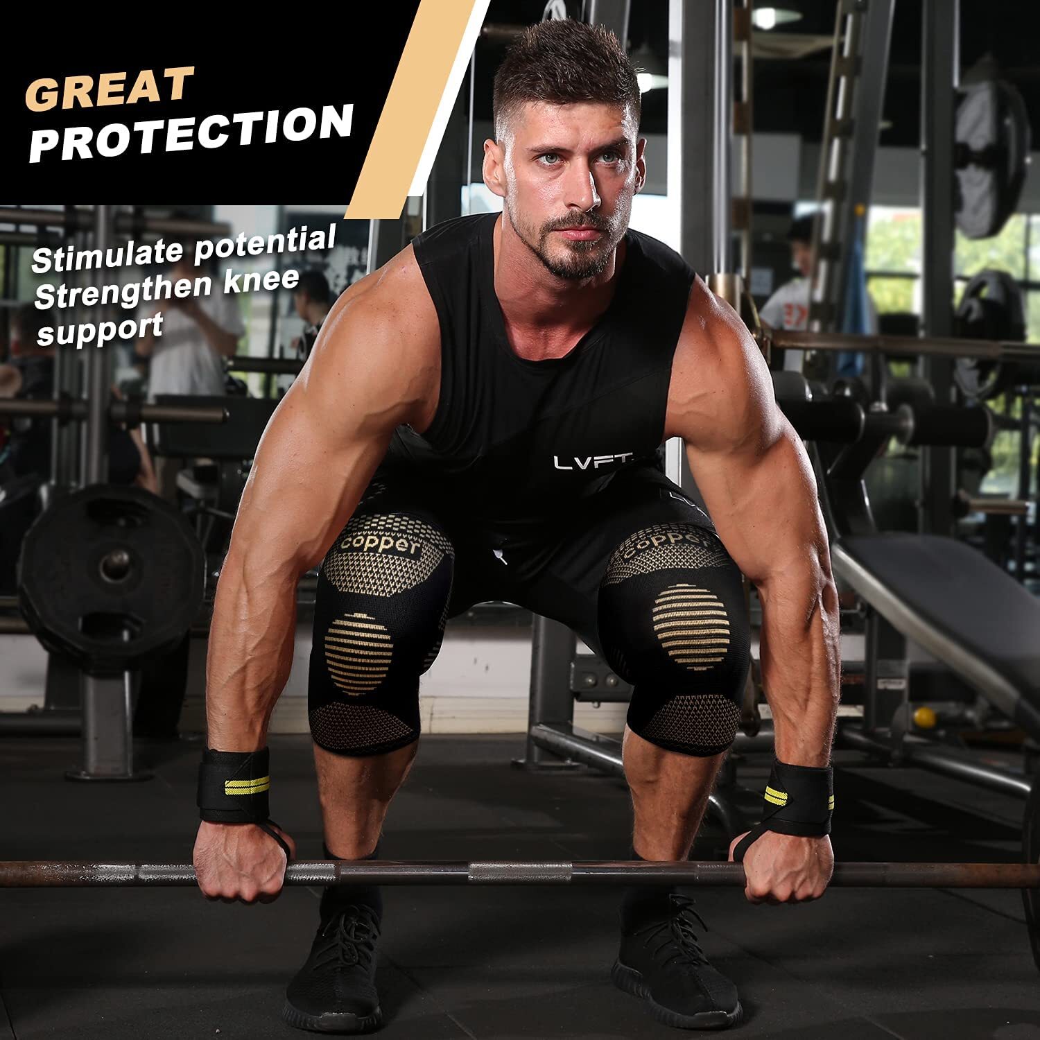 Copper Knee Brace Knee Support Compression Sleeve for Meniscus Tear Pain Relief