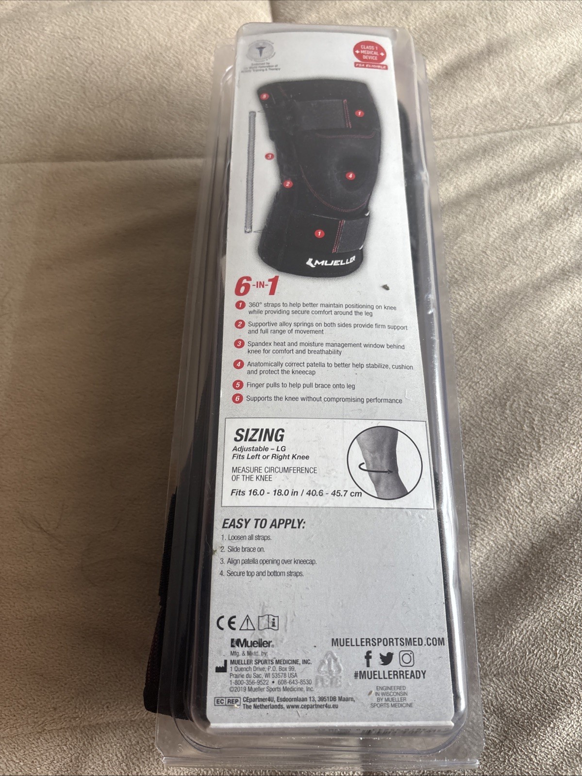 Mueller Sport Care Patella Stabilizer Knee Brace Size Large Black Knee Support