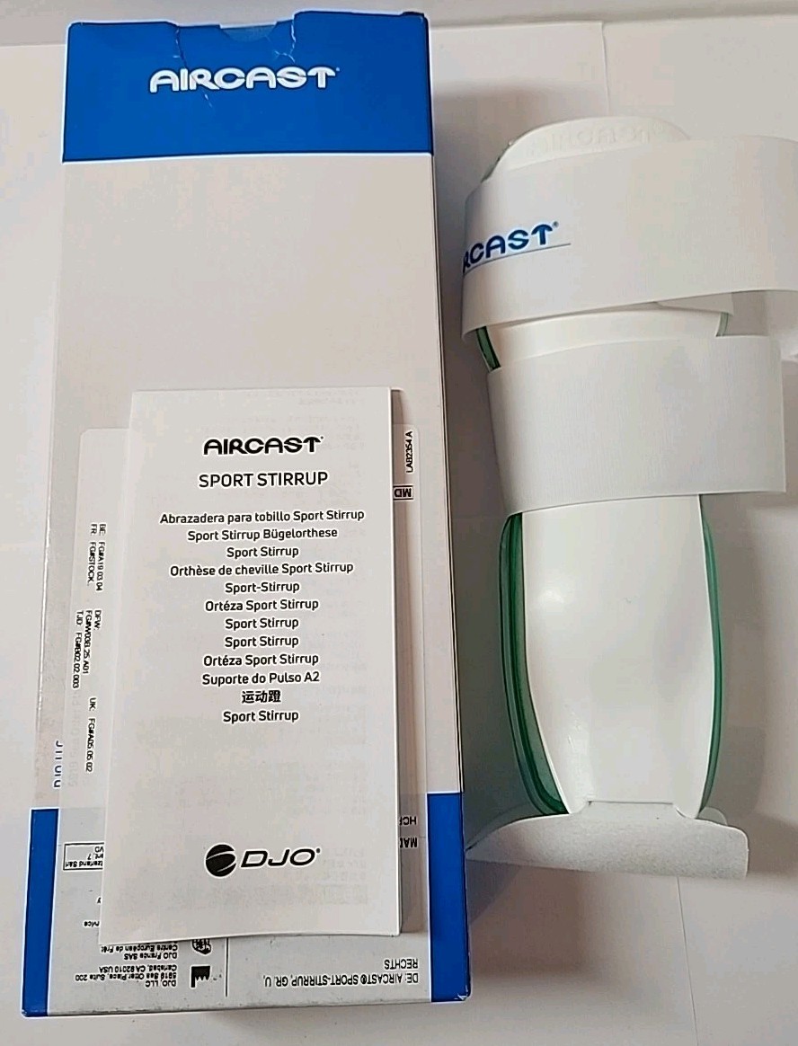 2X Aircast Sport-Stirrup Ankle Brace Right Leg Support White 9” AC141AB03-R NIB