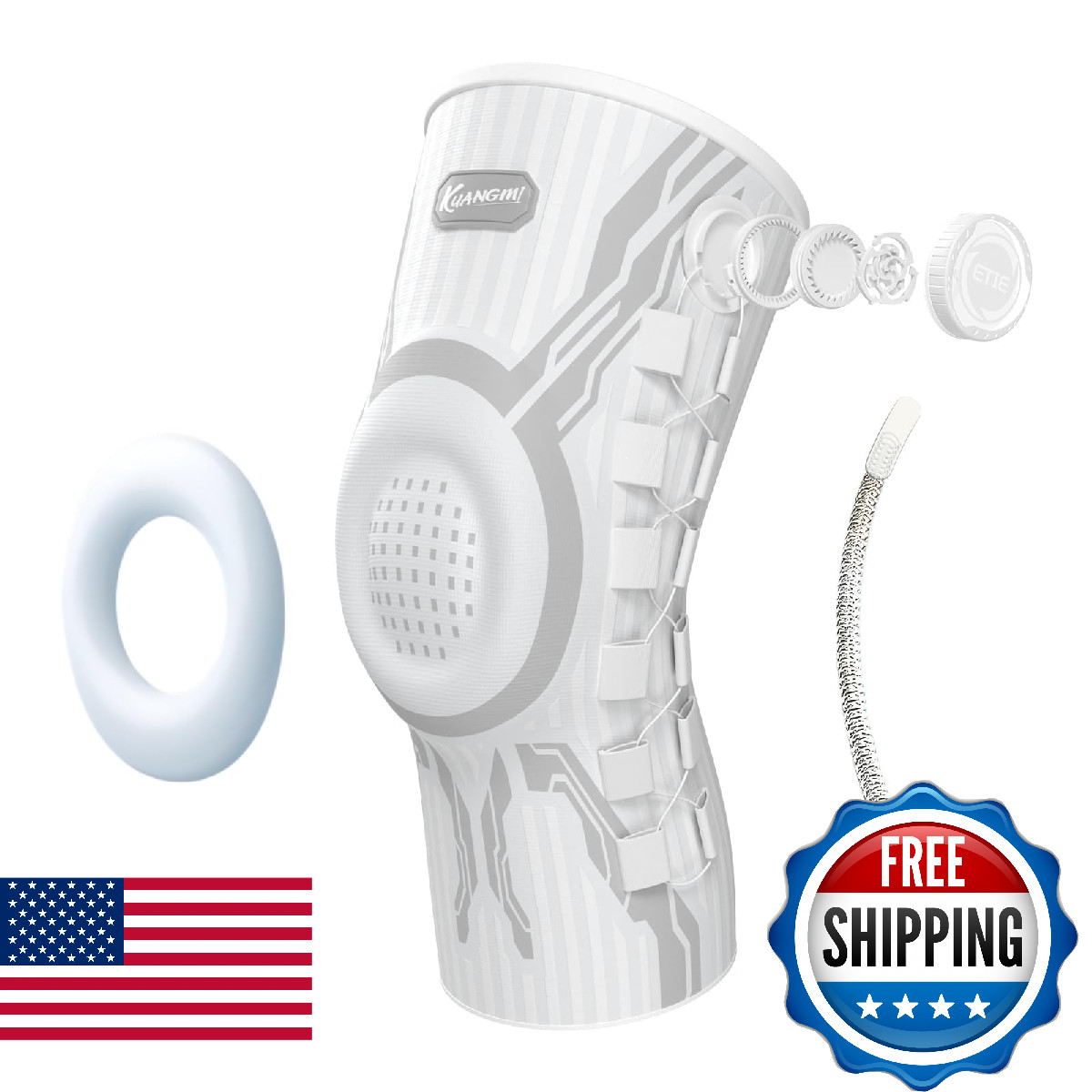 Kuangmi Knob Knee Brace for Pain Relief, Knee Support with Patella Gel Pad & Sid